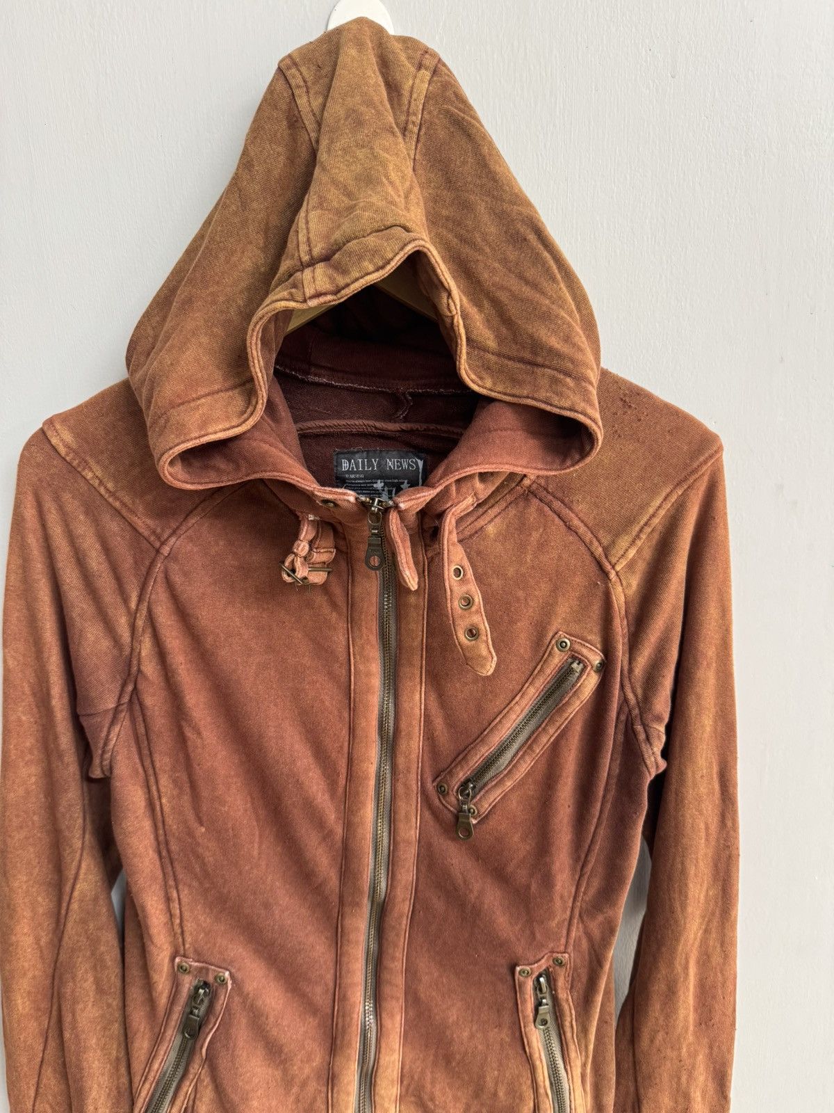 Japanese Brand VINTAGE Y2K BROWN ZIP-UP HOODED SWEAT JACKET JAPANESE STYLE Size US S / EU 44-46 / 1 - 2 Thumbnail