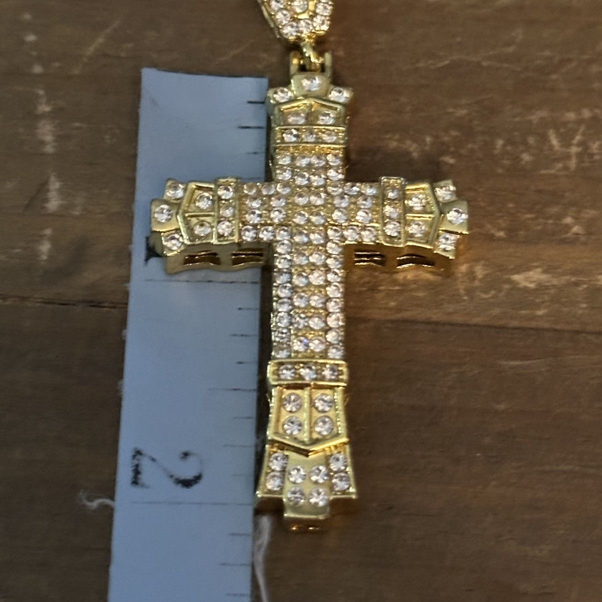 Other Large gold tone rhinestone cross pendant Size ONE SIZE - 2 Thumbnail