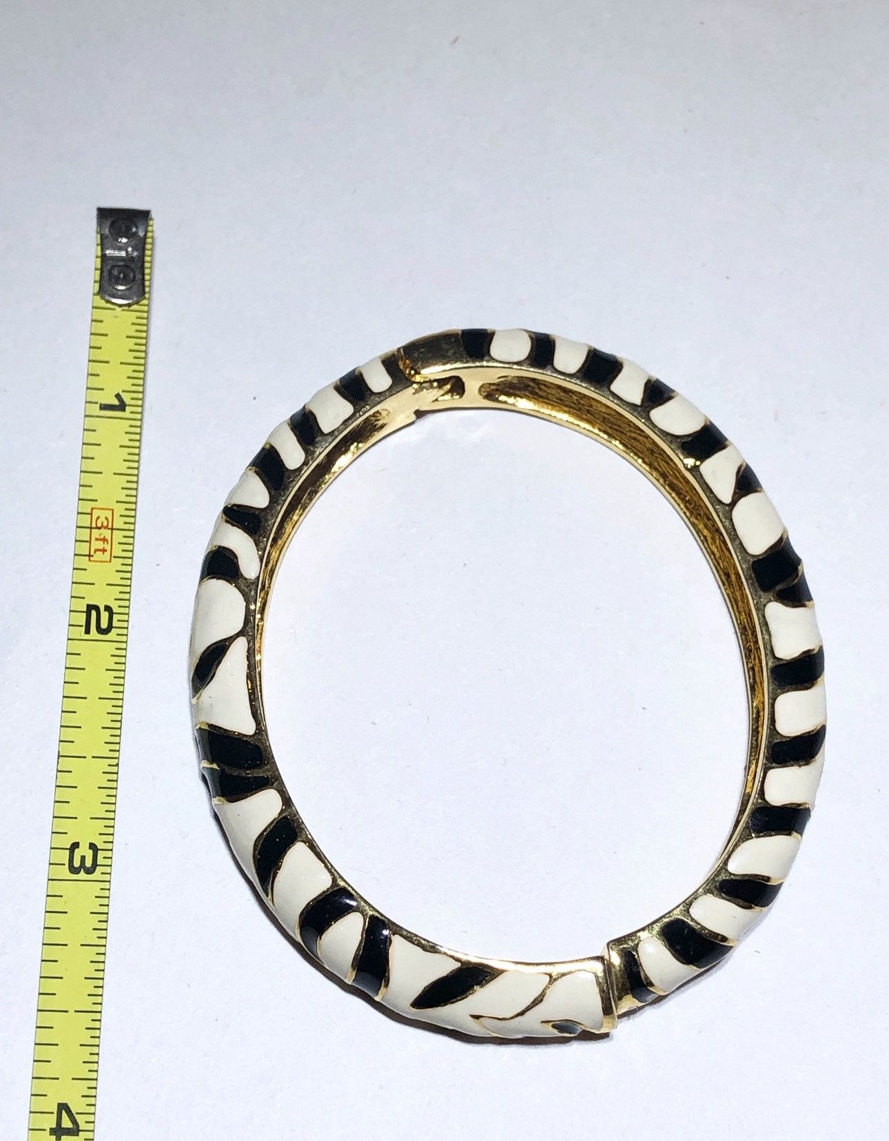 Kenneth Jay Lane KJL Kenneth J Lane Enamel Striped Cuff Bangle Bracelet Size ONE SIZE - 2 Thumbnail