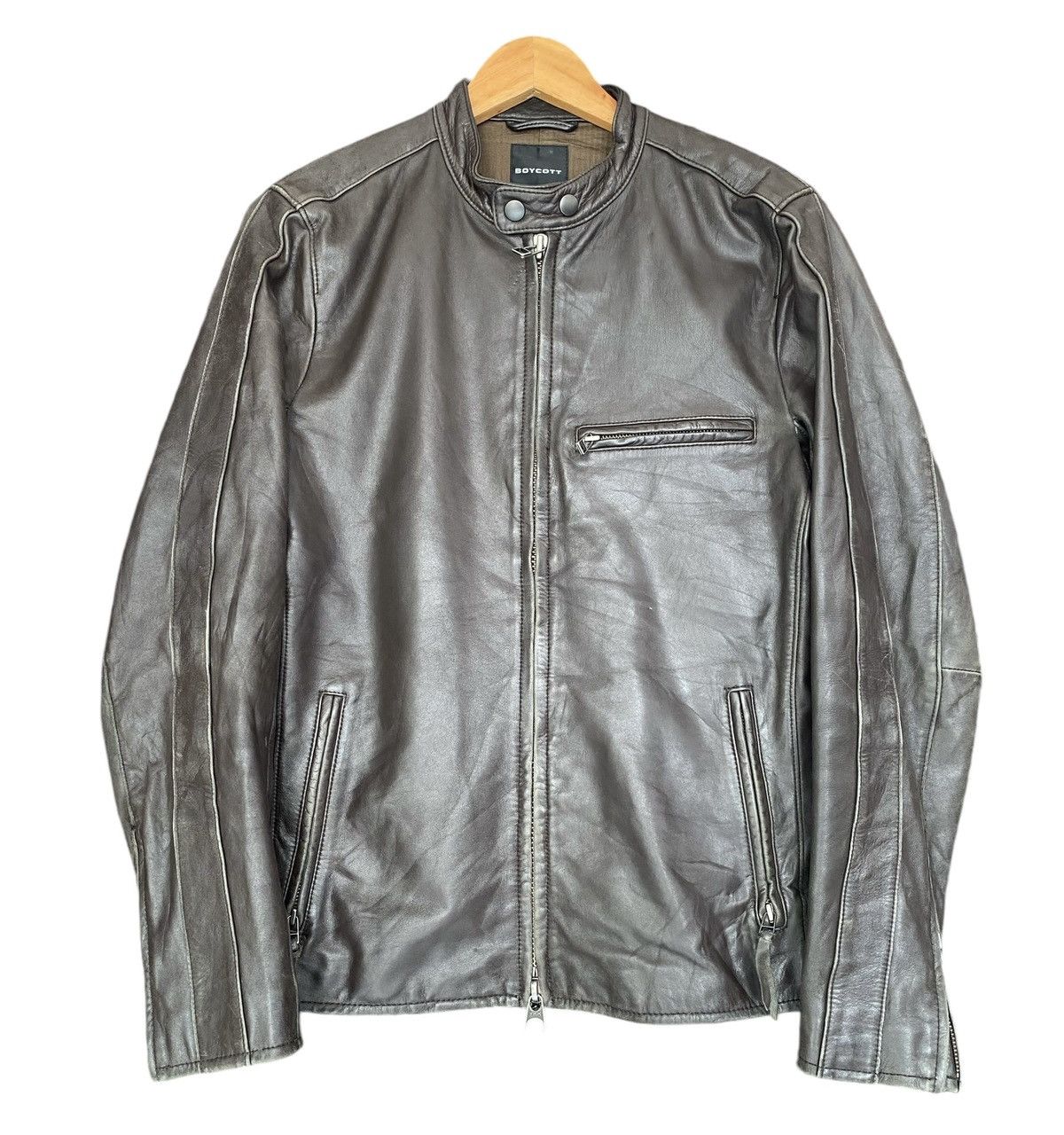 Boycott × Leather × Leather Jacket Rare🔥BOYCOTT Leather Zipper  