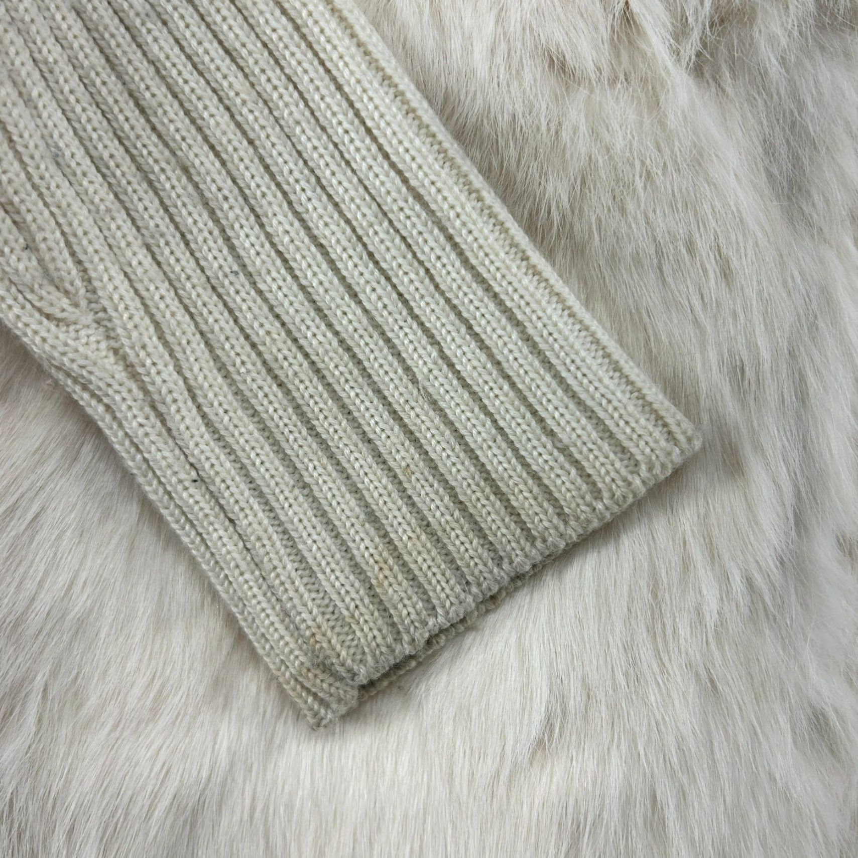 Vintage VINTAGE Frost Jacket Womens M White Wool Ribbed Knit Real Rabbit Fur Sweater Y2K Size M / US 6-8 / IT 42-44 - 4 Thumbnail