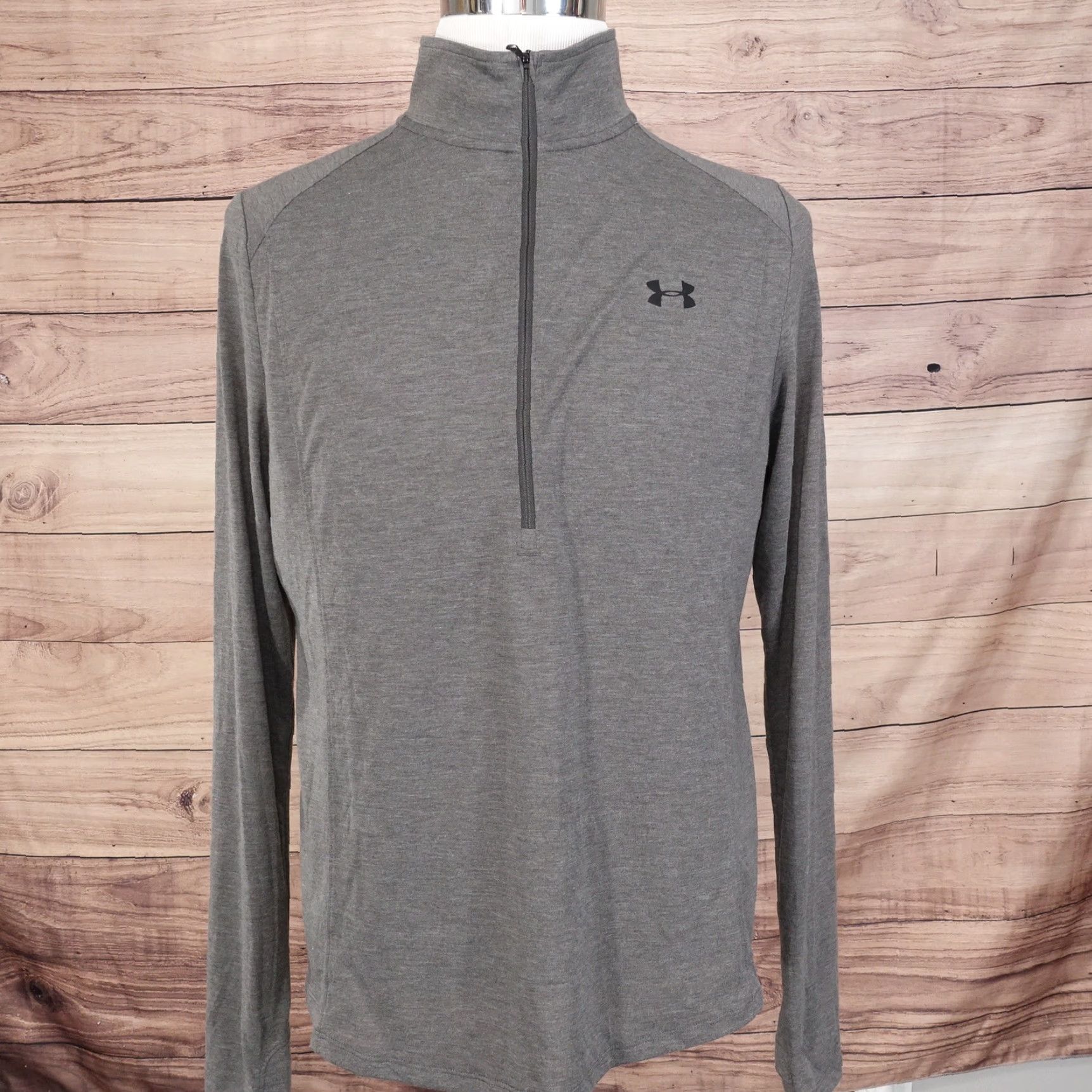 Under Armour VINTAGE Under Armour HeatGear Threadborne Lightweight Grey 1/4 Zip Soft Shell Top XL Mens Gray 1/4 Zip Pullover Size US XL / EU 56 / 4 - 3 Thumbnail