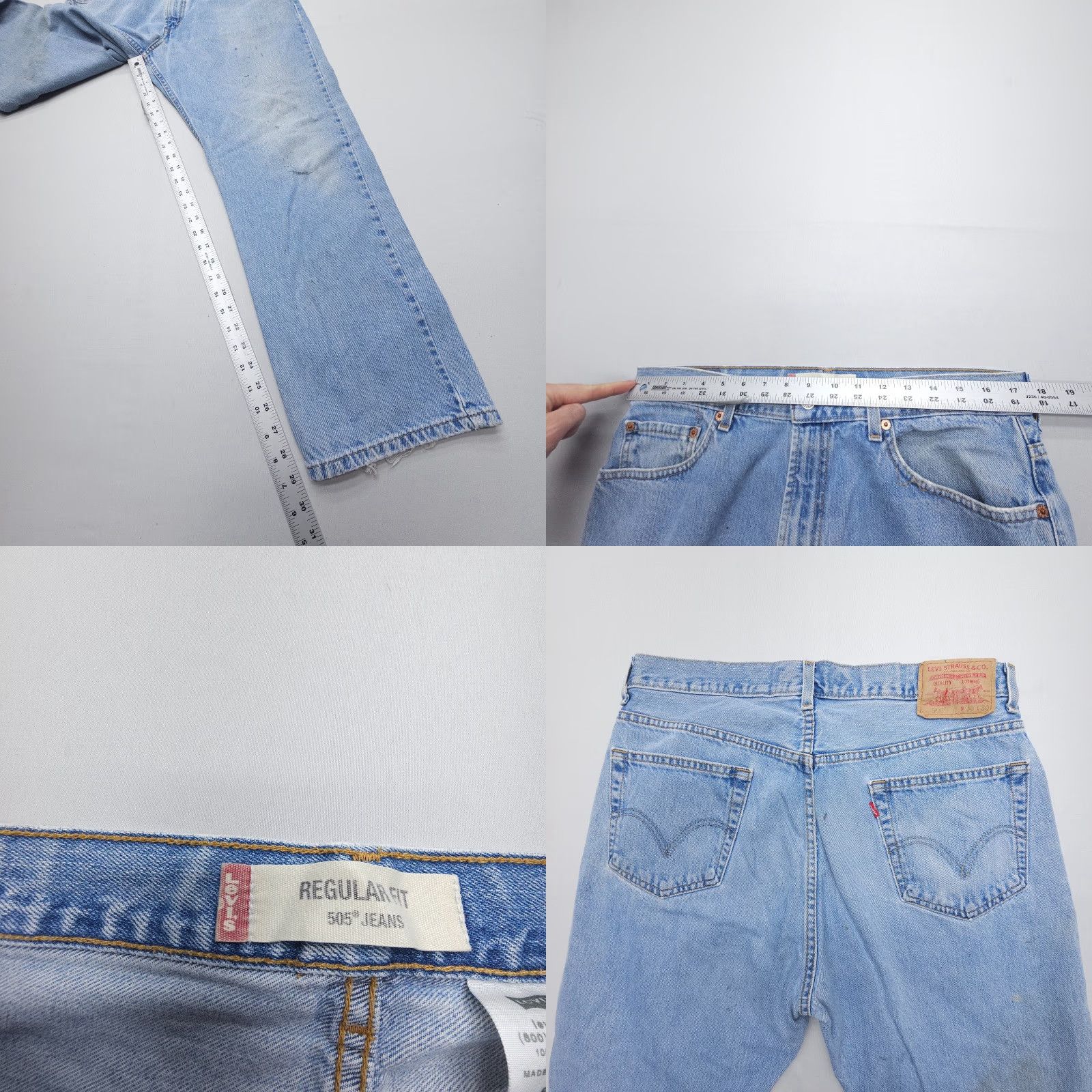 Levi's VINTAGE Levi's 505 Jeans Men 36 x 30 Blue Distressed Stains 2000s Straight Denim Cotton Regular 5-Pocket Levi's 500 Series Mens Size US 36 / EU 52 - 8 Thumbnail