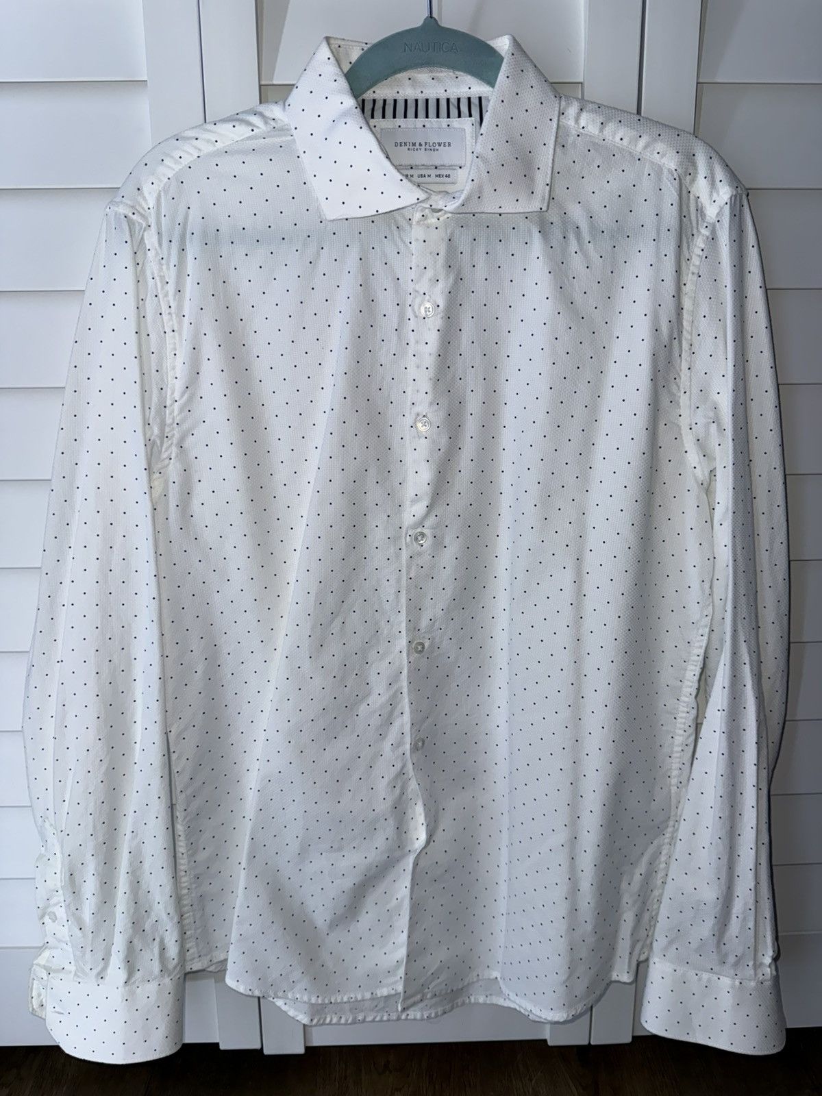 Denim & Flower Denim & Flower White Micro-Dot Button-Down Shirt Size US M / EU 48-50 / 2 - 3 Thumbnail