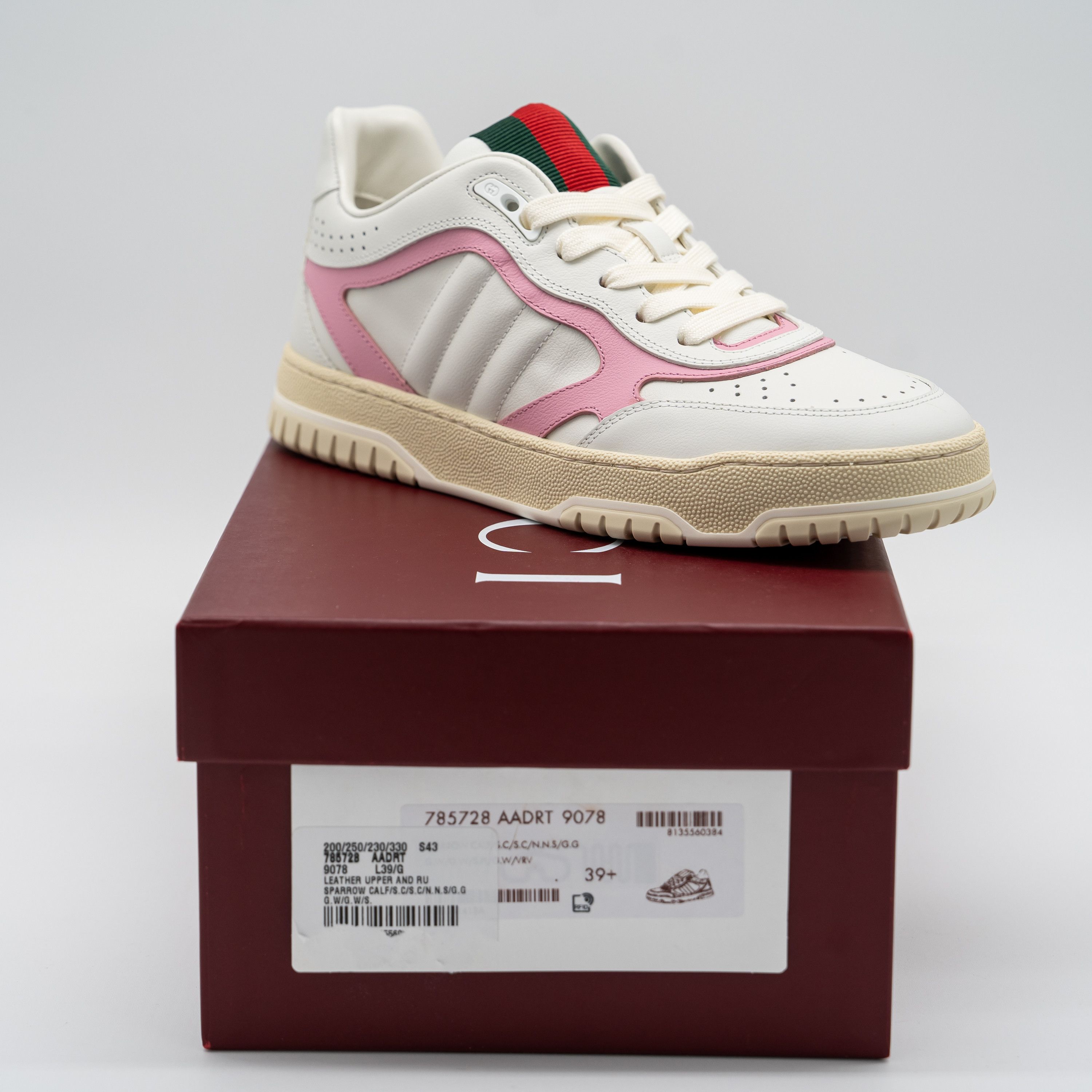 Gucci 9.5 US Gucci Re-Web Sneakers White Pink Leather Size US 9.5 / IT 39.5 - 13 Thumbnail