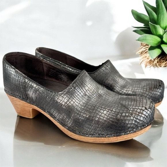 Dansko Dansko Marisol Clog Pewter Metallic Croc Leather Size EU 37 Size US 7 / IT 37 - 1 Thumbnail
