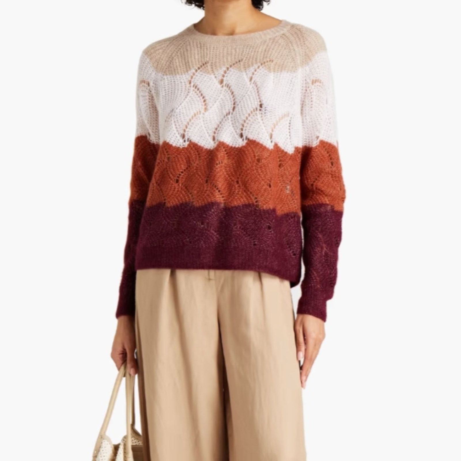 Autumn Cashmere Striped Wave Stitch Cashmere/Silk Sweater - AUTUMN CASHMERE Size L / US 10 / IT 46 - 1 Thumbnail