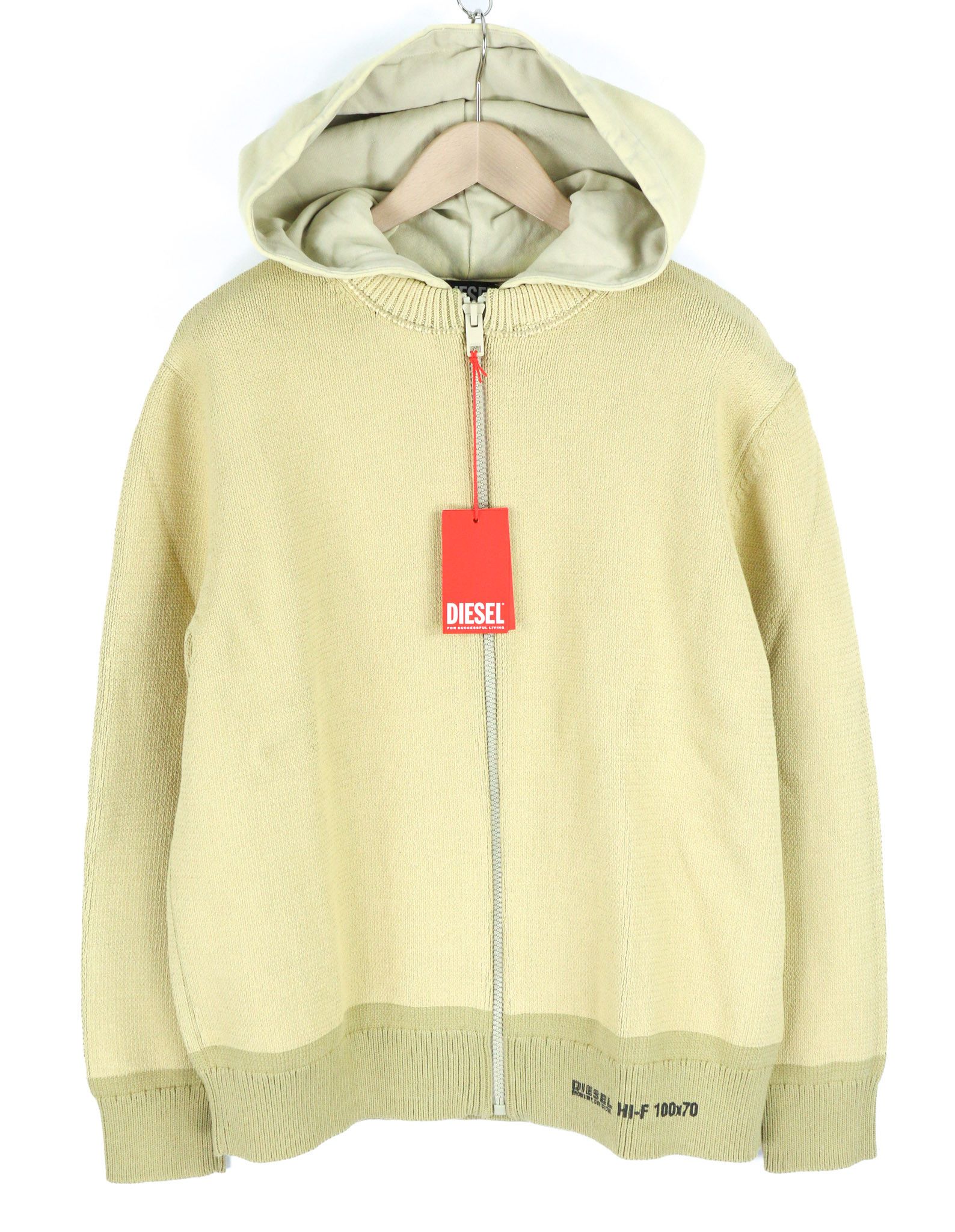 K-ONNOR L Beige Zip Hooded Knit Jumper 40128