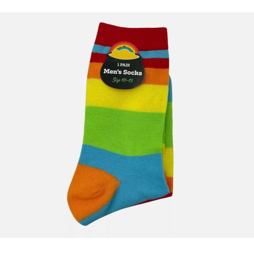 Other Rainbow Striped Mens Socks Size 10-13 Cotton Blend Colorful Size ONE SIZE - 1 Thumbnail