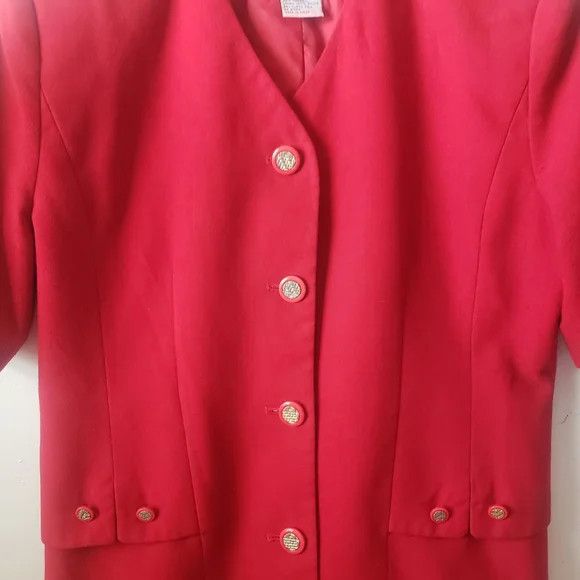 Other Vintage/90s Red Short Sleeve Blazer Jacket Size L / US 10 / IT 46 - 2 Thumbnail