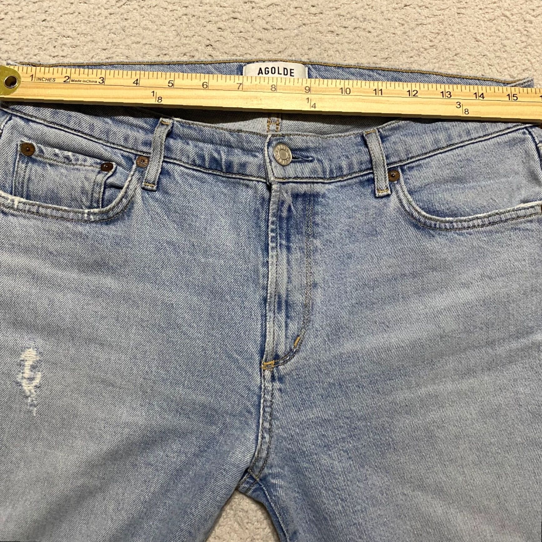 Agolde AGOLDE Womens Jeans 29 Blue Denim Sophie High Rise Skinny Medium Wash Distress Size 29" - 5 Thumbnail