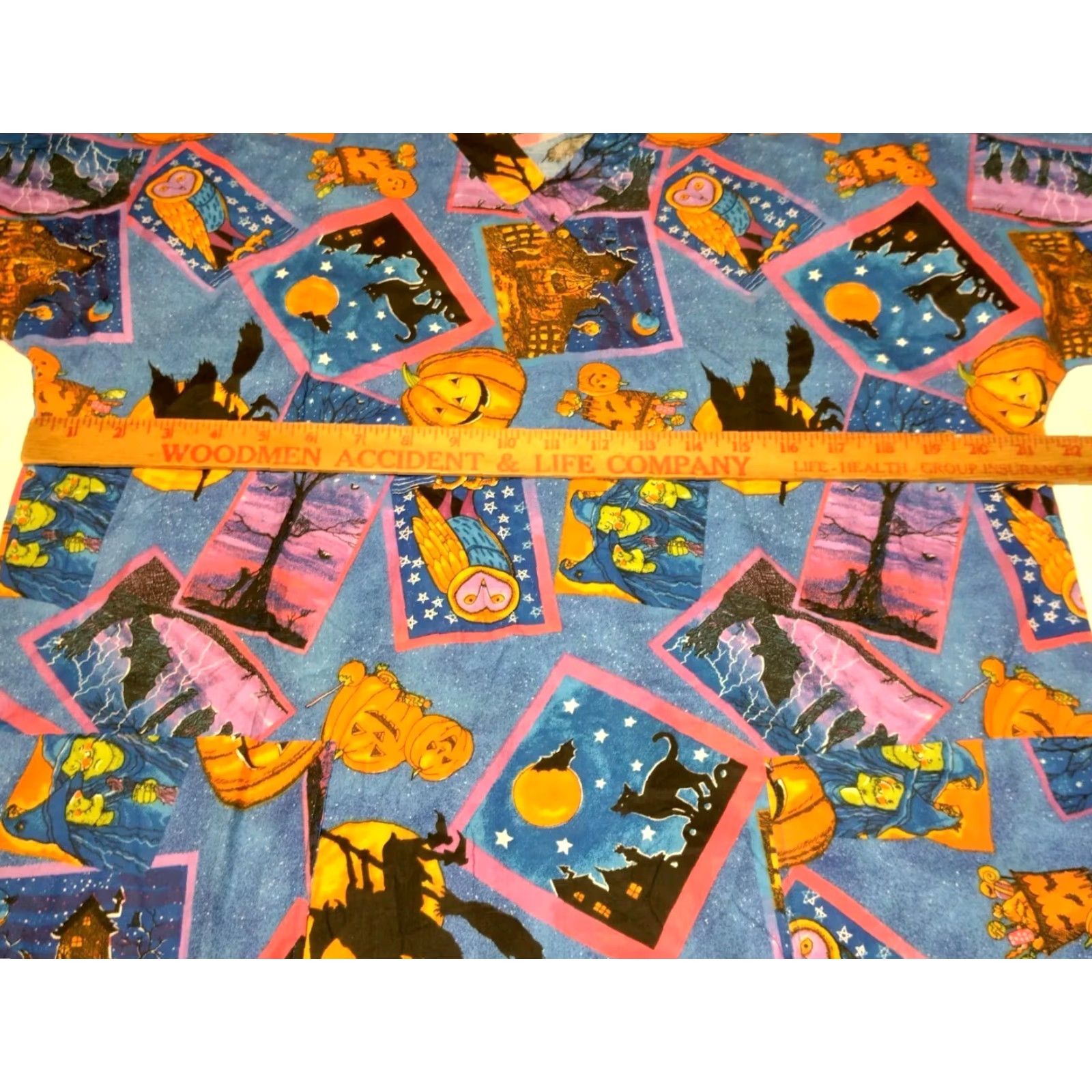 MadeMe HOMEMADE Halloween Scrub Top Shirt Women S Multi-Color Patterned Cotton Blend V-Neck Short Sleeve with Pockets Size S / US 4 / IT 40 - 4 Thumbnail