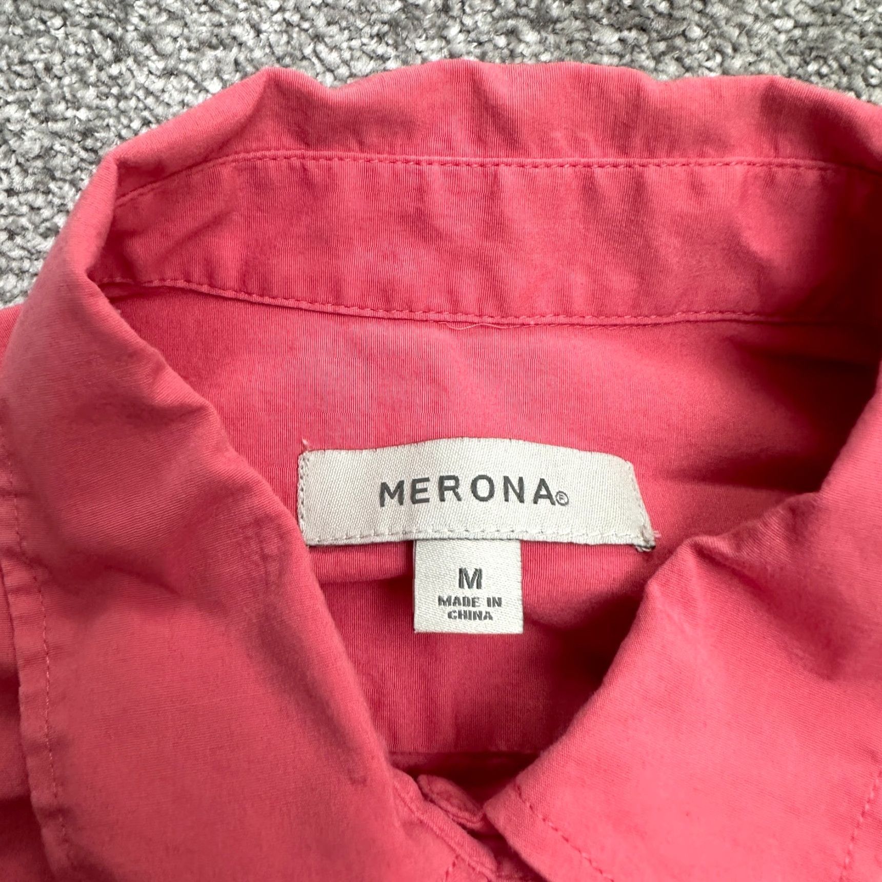 Merona Merona Shirt Adult Medium Pink Short Sleeve Button-Up Cotton Knit Casual Top Womens Size M / US 6-8 / IT 42-44 - 4 Thumbnail