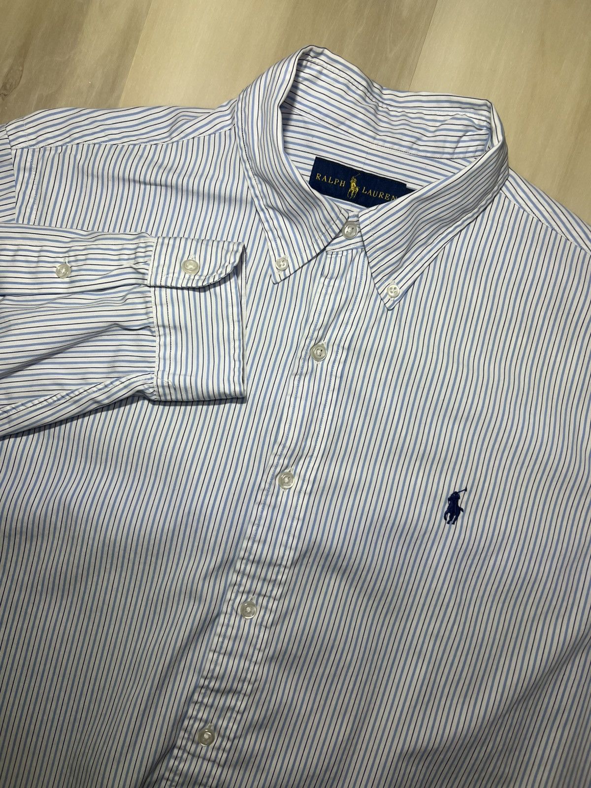 Polo Ralph Lauren Ralph Lauren Shirt Men Sz 16 Blue Striped Dress Button Down Size US L / EU 52-54 / 3 - 1 Thumbnail