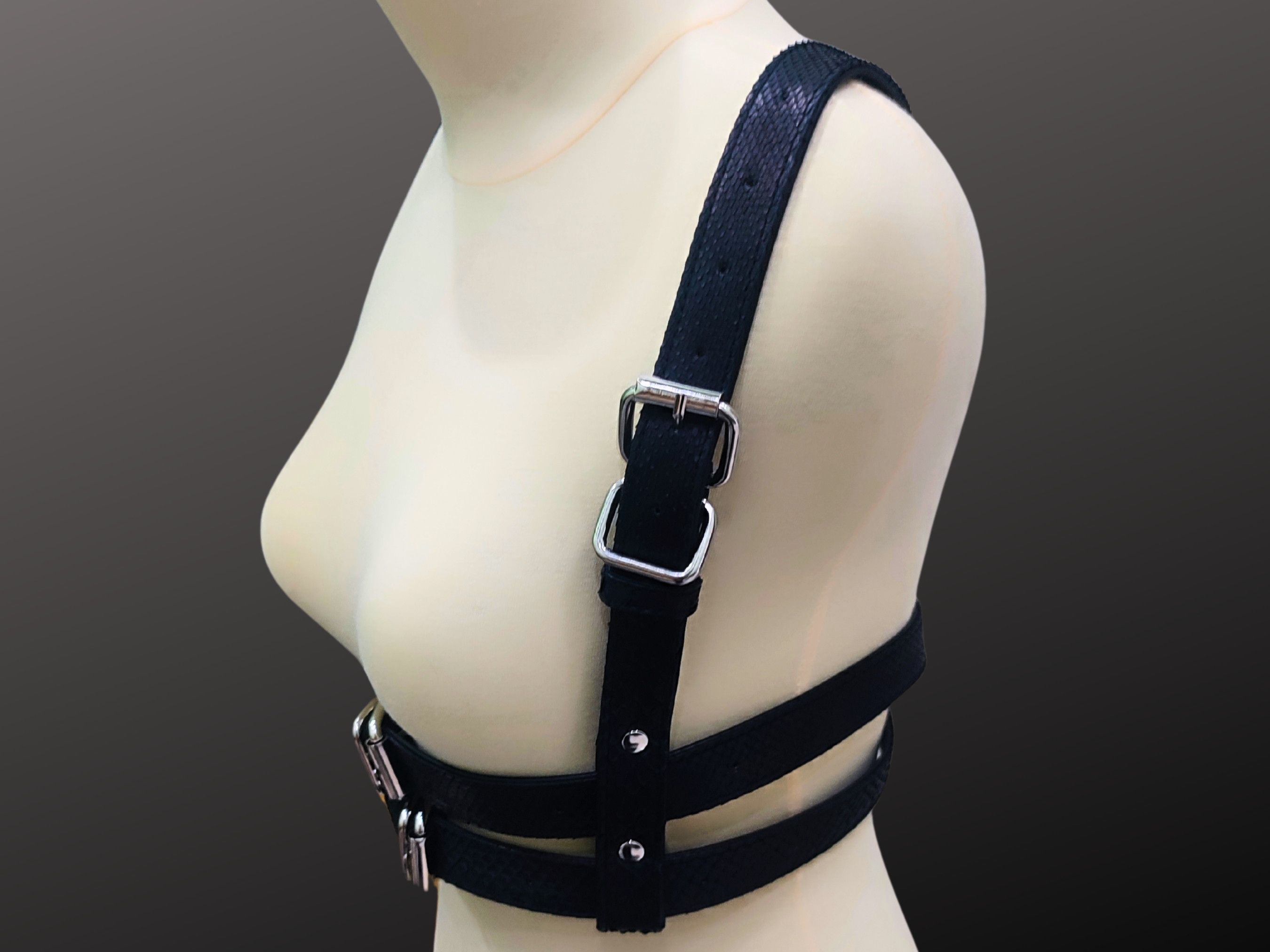 Handmade Snakeskin Leather Harness Double Waist Belt Y Strap Size ONE SIZE - 4 Thumbnail