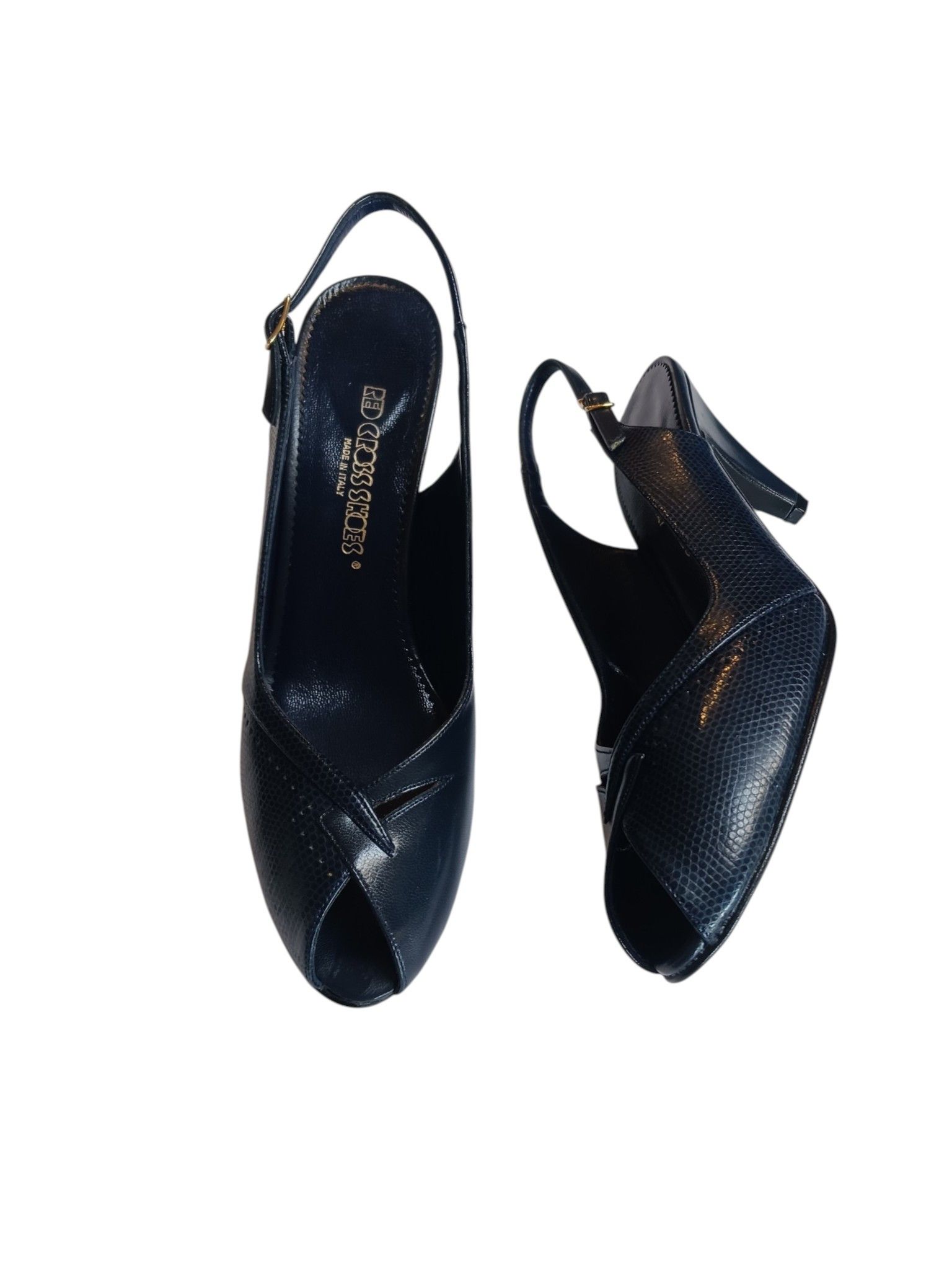 Vintage Vintage NWT Italian Blue Leather Slingback Kitten Heels Size US 8.5 / IT 38.5 - 3 Thumbnail