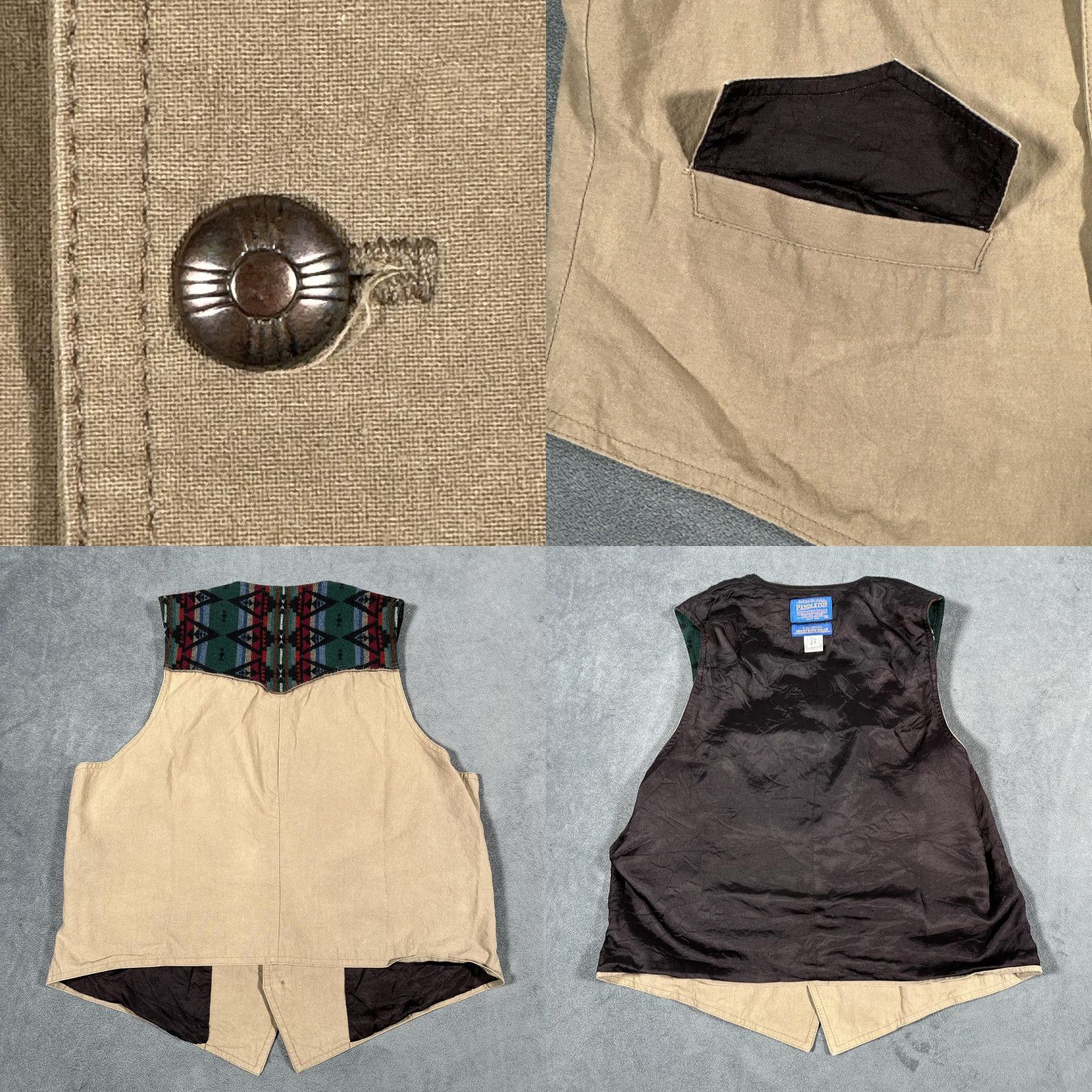 Pendleton VINTAGE Pendleton Vest Mens M Tan Western Aztec Concho Buttons 90s Geometric Southwestern 90s Mens Size US M / EU 48-50 / 2 - 8 Thumbnail