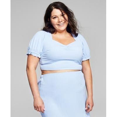 Other And Now This Plus Size Tie-Back Crop Top, Chambray Blue, OX Size ONE SIZE - 1 Thumbnail