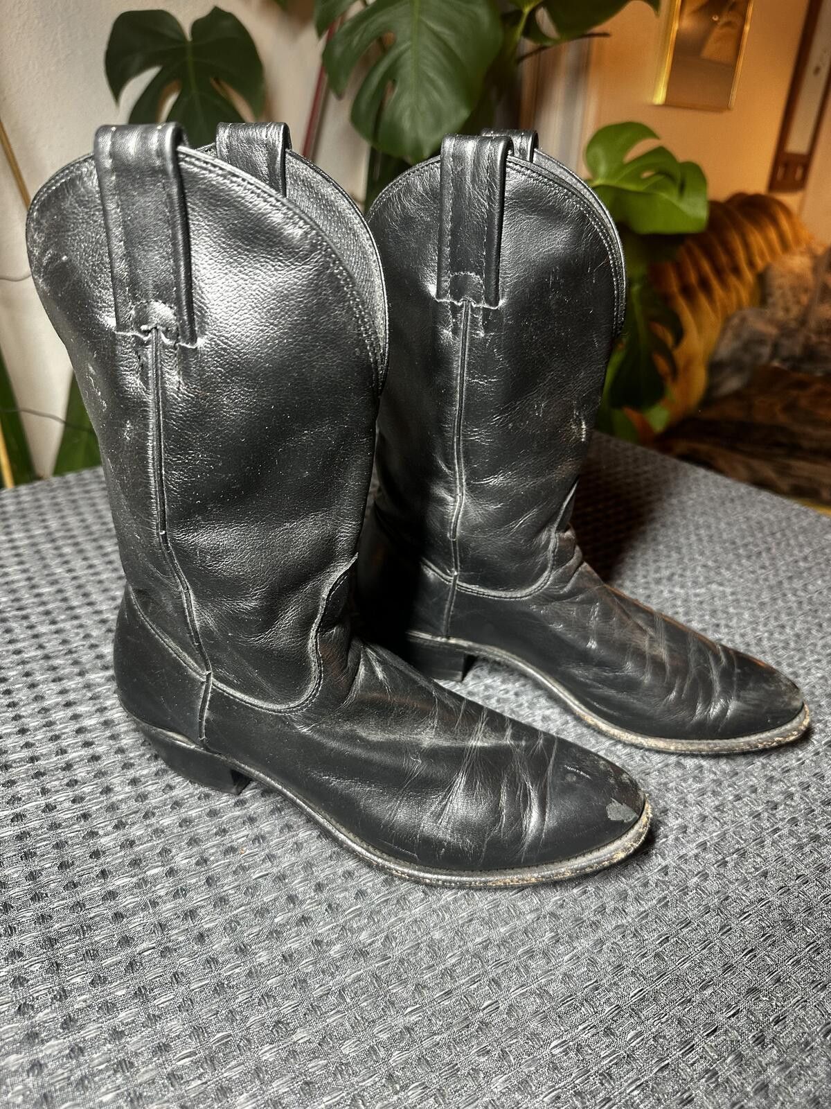 Unknown London Black Leather Cowboy Boots Size ONE SIZE - 2 Thumbnail