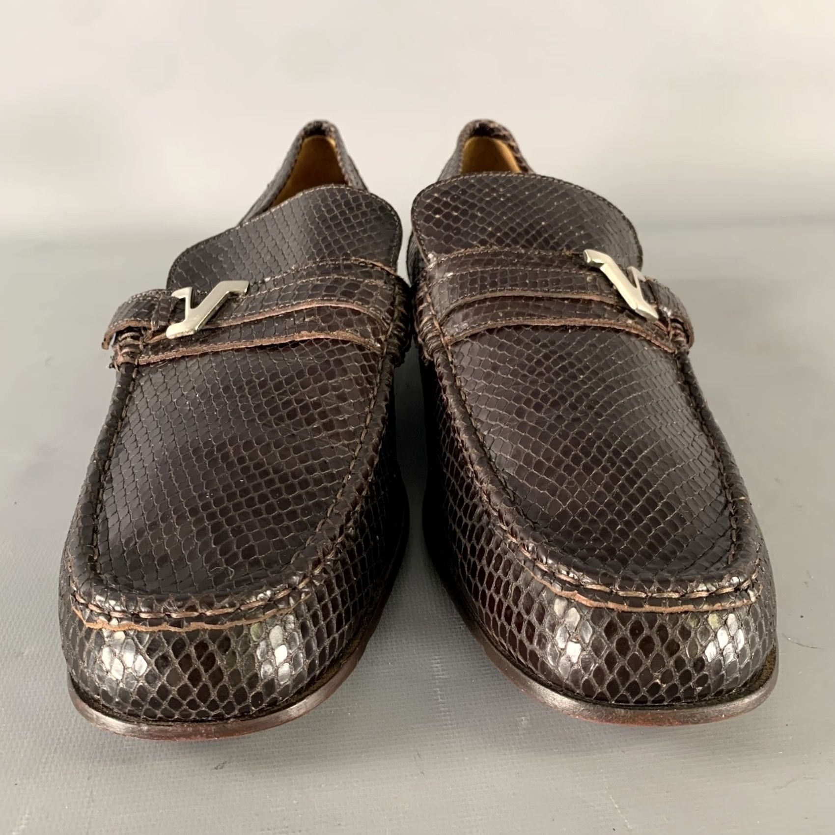 Versace GIANNI VERSACE Size 10 Brown Python Loafer Loafers Mens Adult Leather Dress Loafer Size US 10 / EU 43 - 4 Thumbnail