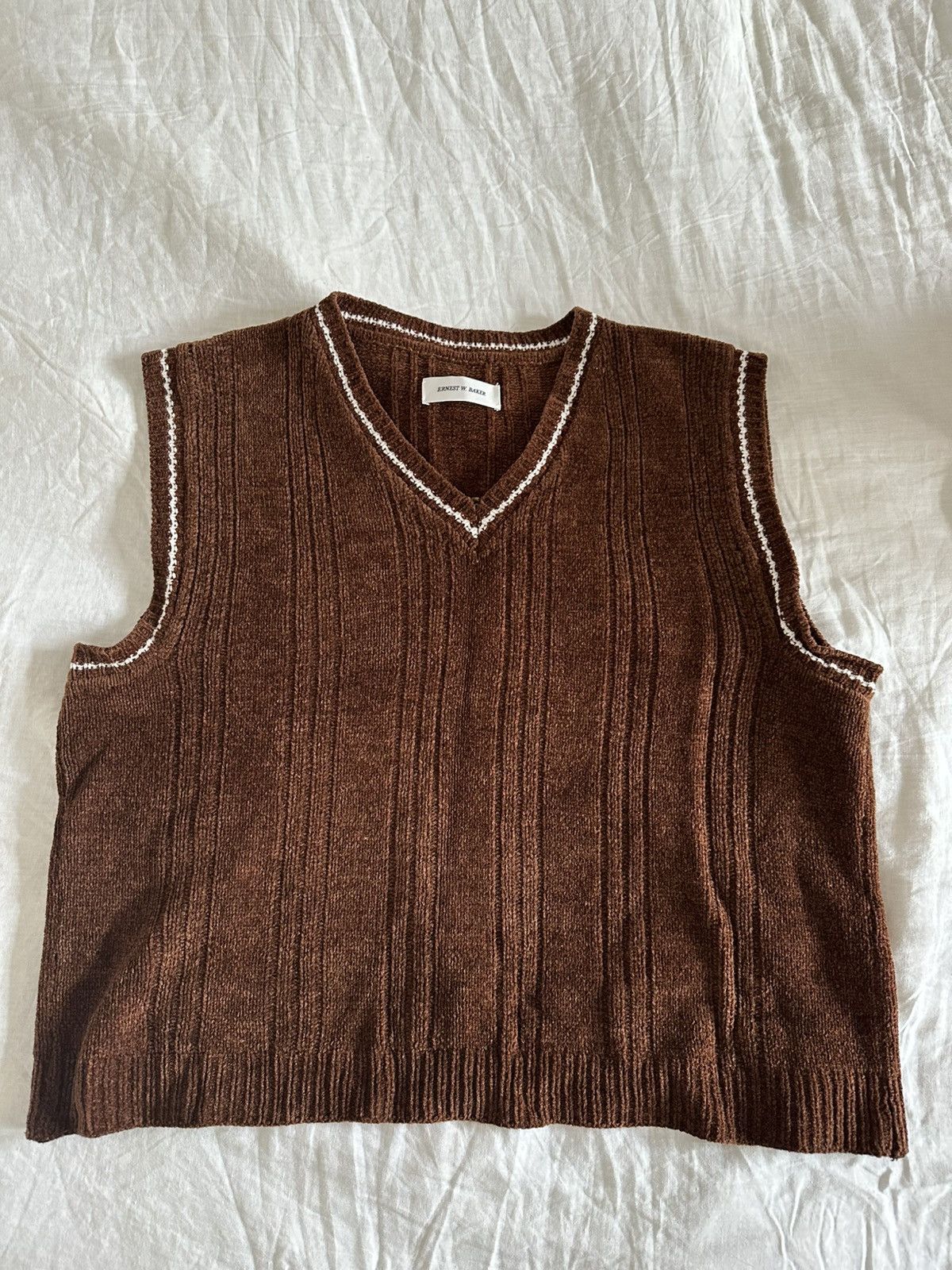 Ernest W. Baker Brown V-Neck Vest Size US S / EU 44-46 / 1 - 2 Thumbnail