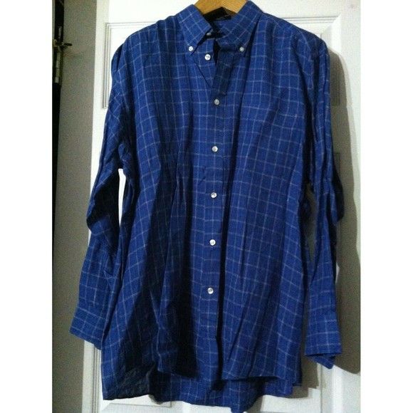 Faconnable FACONNABLE MENS BLUE 100%LINEN PLAID CASUAL SHIRT SIZE: 17 Size US XL / EU 56 / 4 - 1 Thumbnail