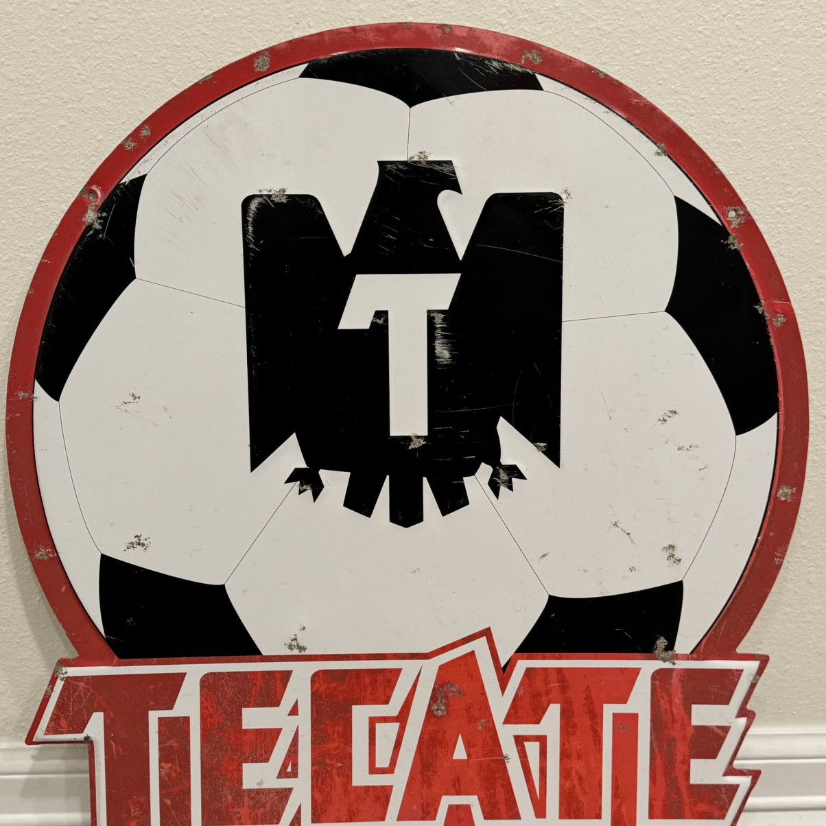 Tecate “Futbol Mexicano” 22x20in Tin Mexico Soccer Beer Sign