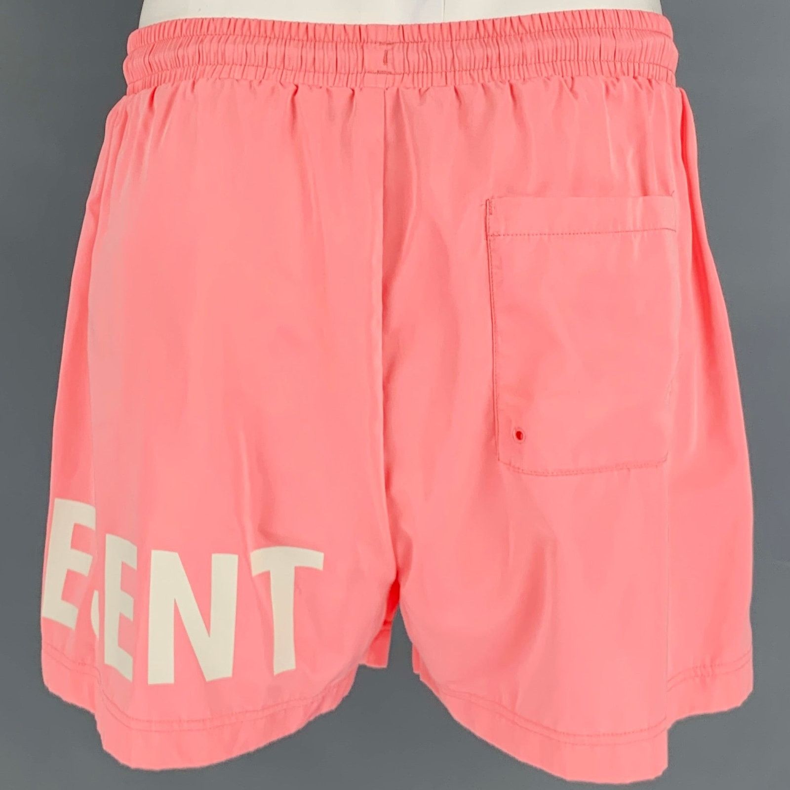 Represent Clo. REPRESENT Pink White Logo Polyester Drawstring Swim Trunks Size US 34 / EU 50 - 2 Thumbnail