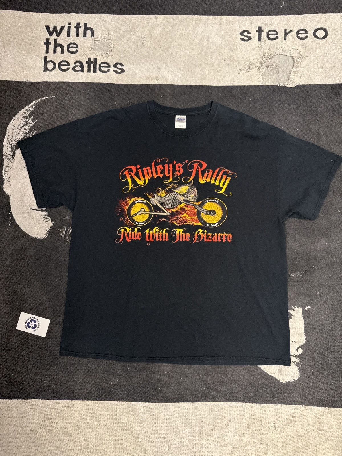 Vintage Skull Motorcycle Vintage Y2K “Rule With The Bizzare” T-Shirt Size US XXL / EU 58 / 5 - 1 Thumbnail