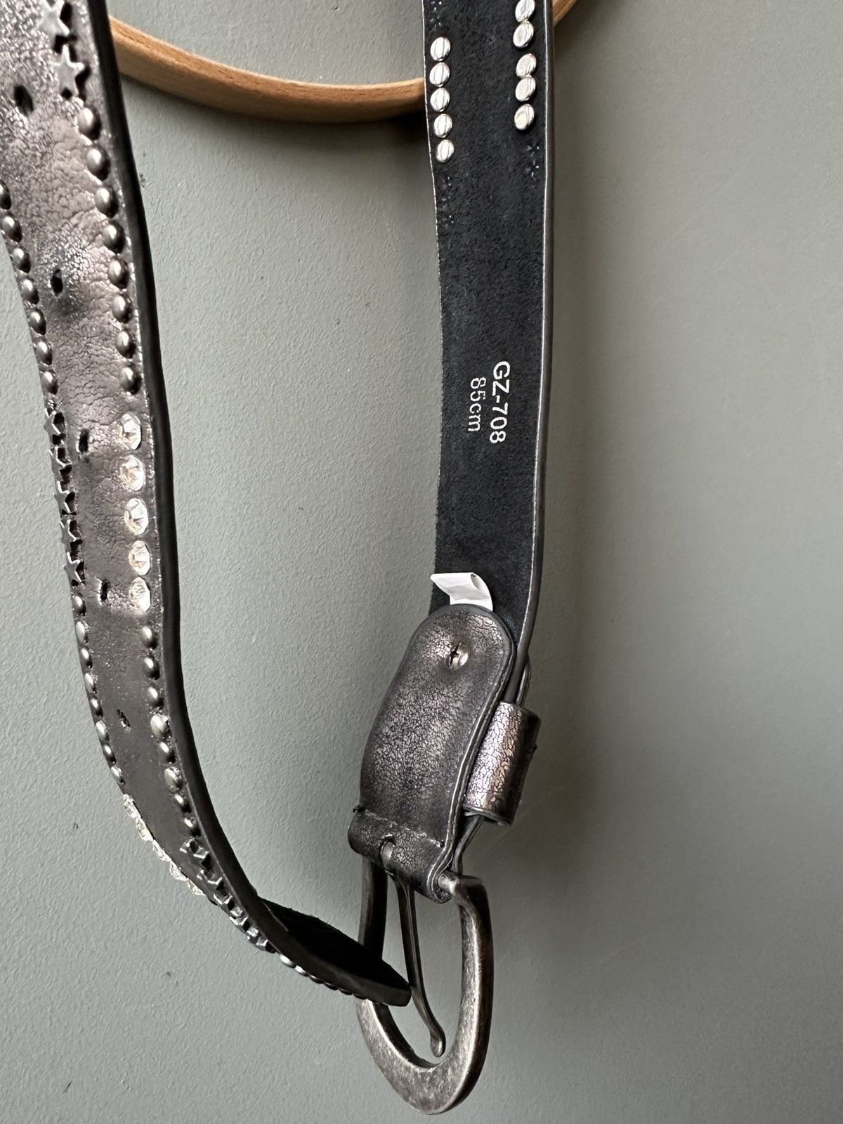 Vintage Leather Rhinestones Stars Silver Belt Size ONE SIZE - 4 Thumbnail