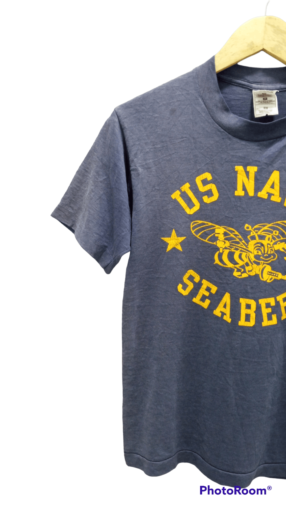 Fruit Of The Loom × Vintage 🔥🔥Vintage 90s USN US Navy Seabees T-Shirt Size US S / EU 44-46 / 1 - 2 Thumbnail