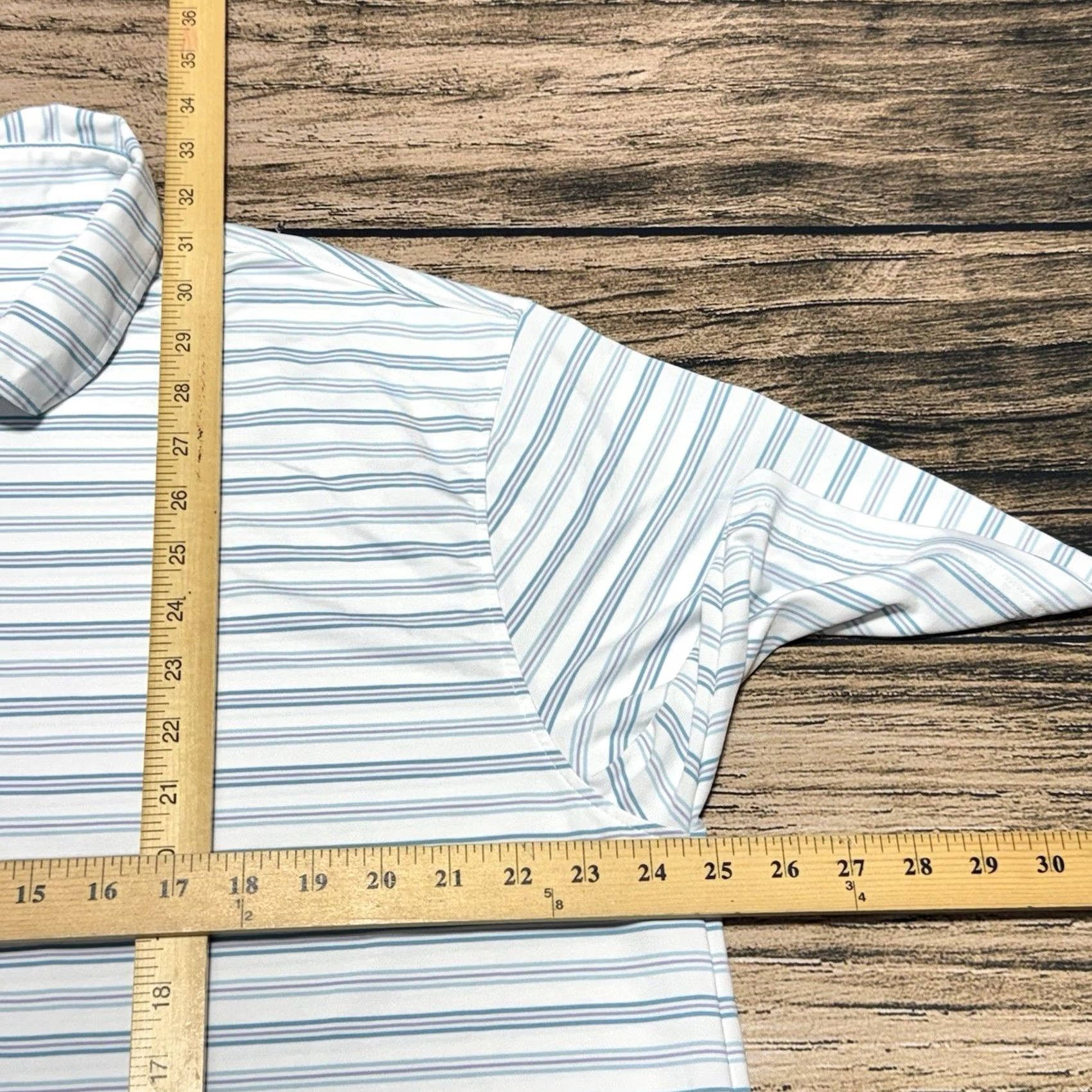 Vintage GenTeal Polo Shirt Mens 2XL White Blue Striped EcoSoft Performance Golf Shirt Mens Regular Fit Short Sleeve Collared Casual Golf Size US XXL / EU 58 / 5 - 6 Thumbnail