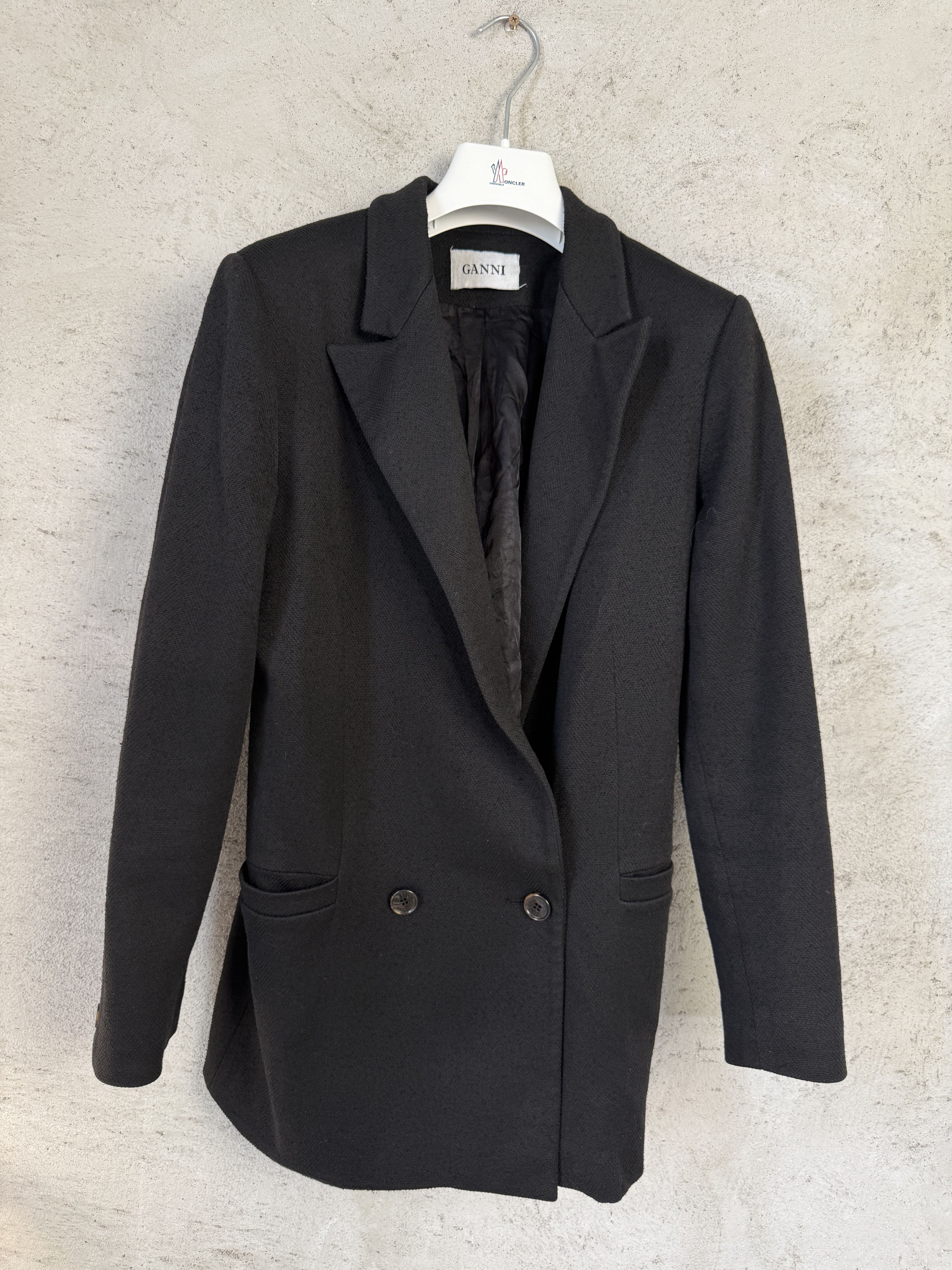 Ganni Ganni black double breasted blazer jacket casual formal Size S / US 4 / IT 40 - 1 Thumbnail