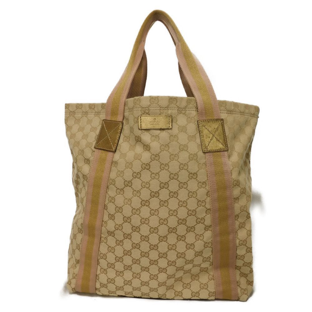 Gucci Gucci Gucci GG Canvas Calf Leather Tote Bag Canvas Tote Bag 189669 DUTY FREE for USA Size ONE SIZE - 1 Thumbnail