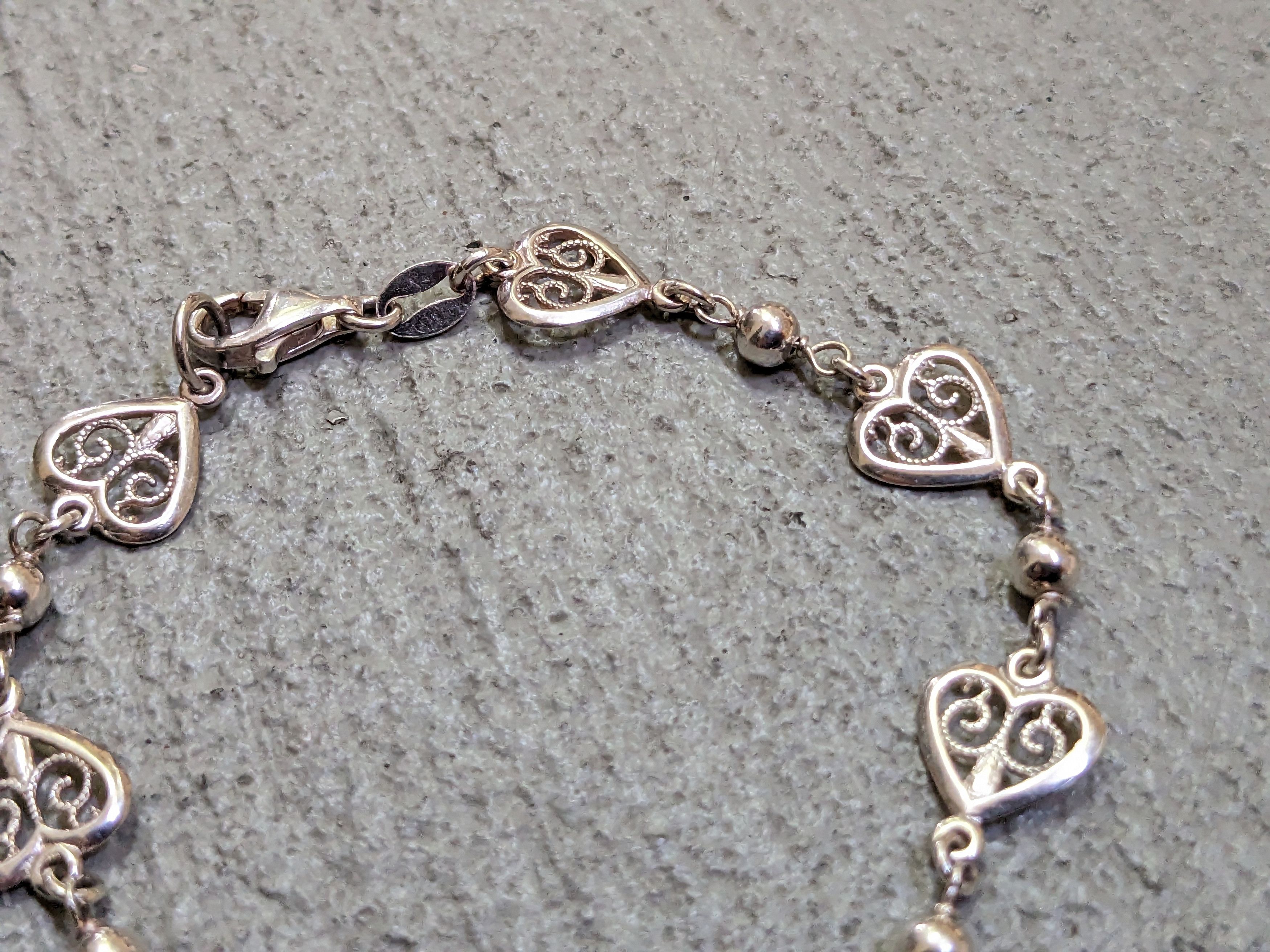 Jewelry × Vintage Vintage Sterling Silver Heart Bracelet Chain 7.25" Italy Y2K Size ONE SIZE - 4 Thumbnail