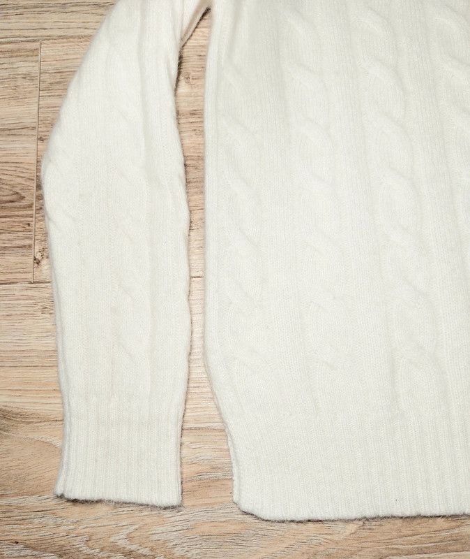 Zara 100% cashmere sweater jumper ecru thick weave u-neck vintage Size M / US 6-8 / IT 42-44 - 5 Thumbnail