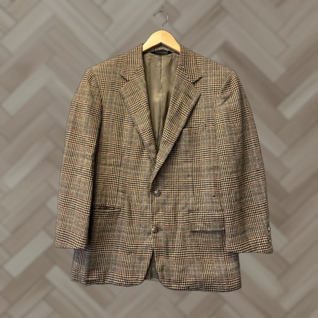 Polo Ralph Lauren VINTAGE Polo Ralph Lauren Men's Blazer Sport Coat 40 Brown Plaid Wool Single-Breasted 2-Button Classic Size US L / EU 52-54 / 3 - 1 Thumbnail