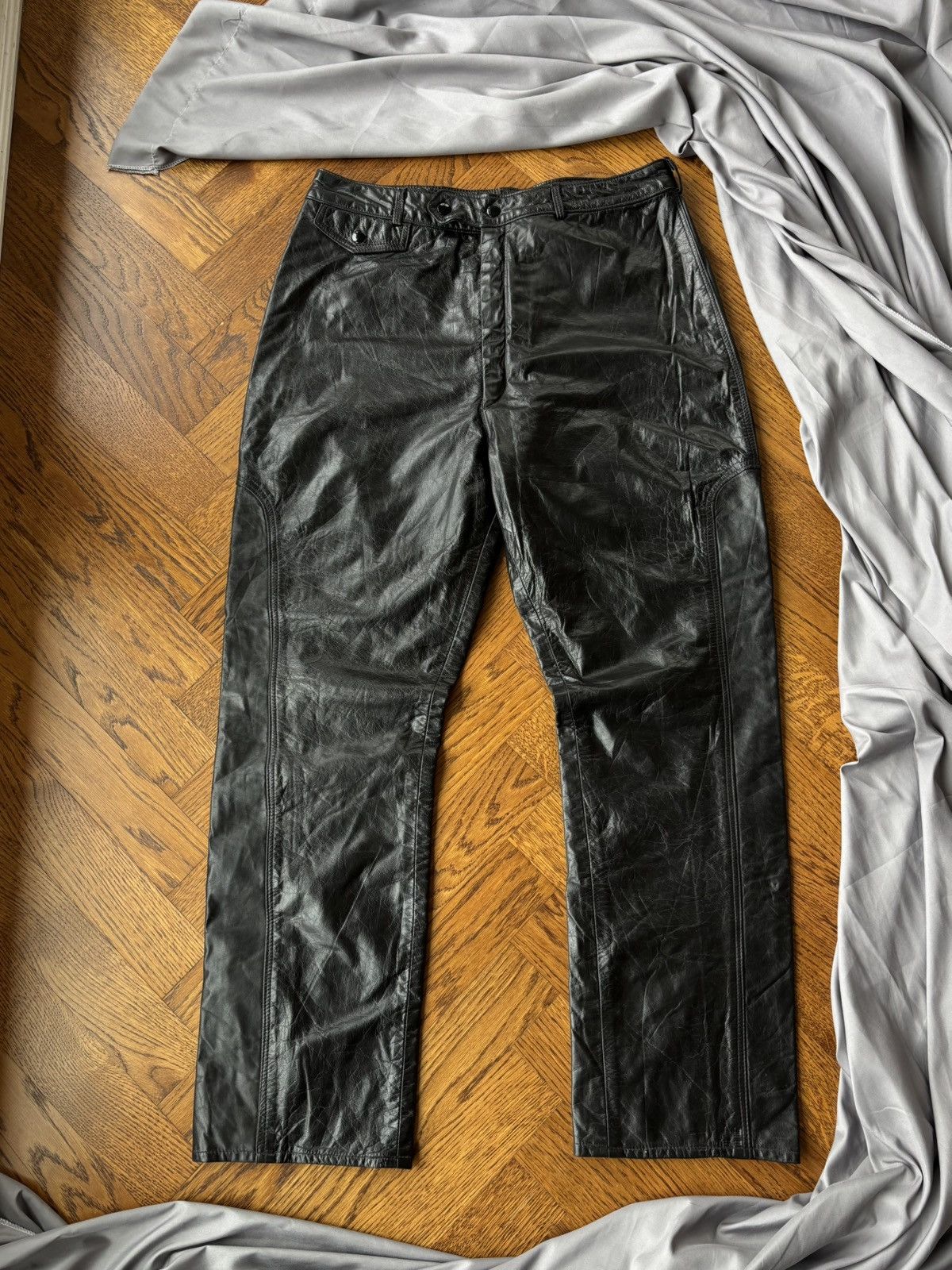 Schott × Vintage Vintage Brimaco Leather Pants 1960s British Cycle Acme Moto Size US 31 - 3 Thumbnail