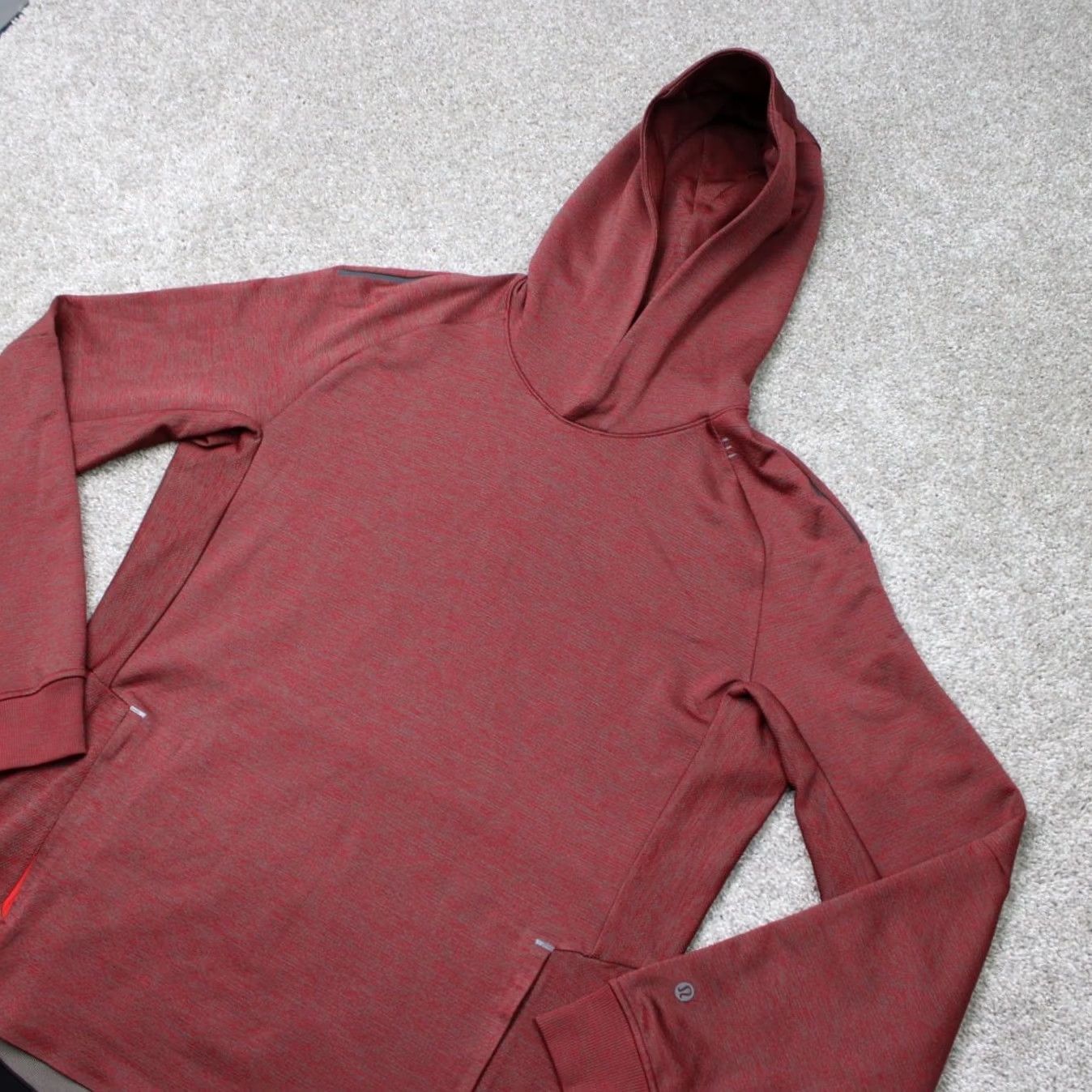 Lululemon Lululemon Hoodie Mens Medium red Textured Tech Hooded Sweatshirt Vented Pullover Size US M / EU 48-50 / 2 - 2 Thumbnail