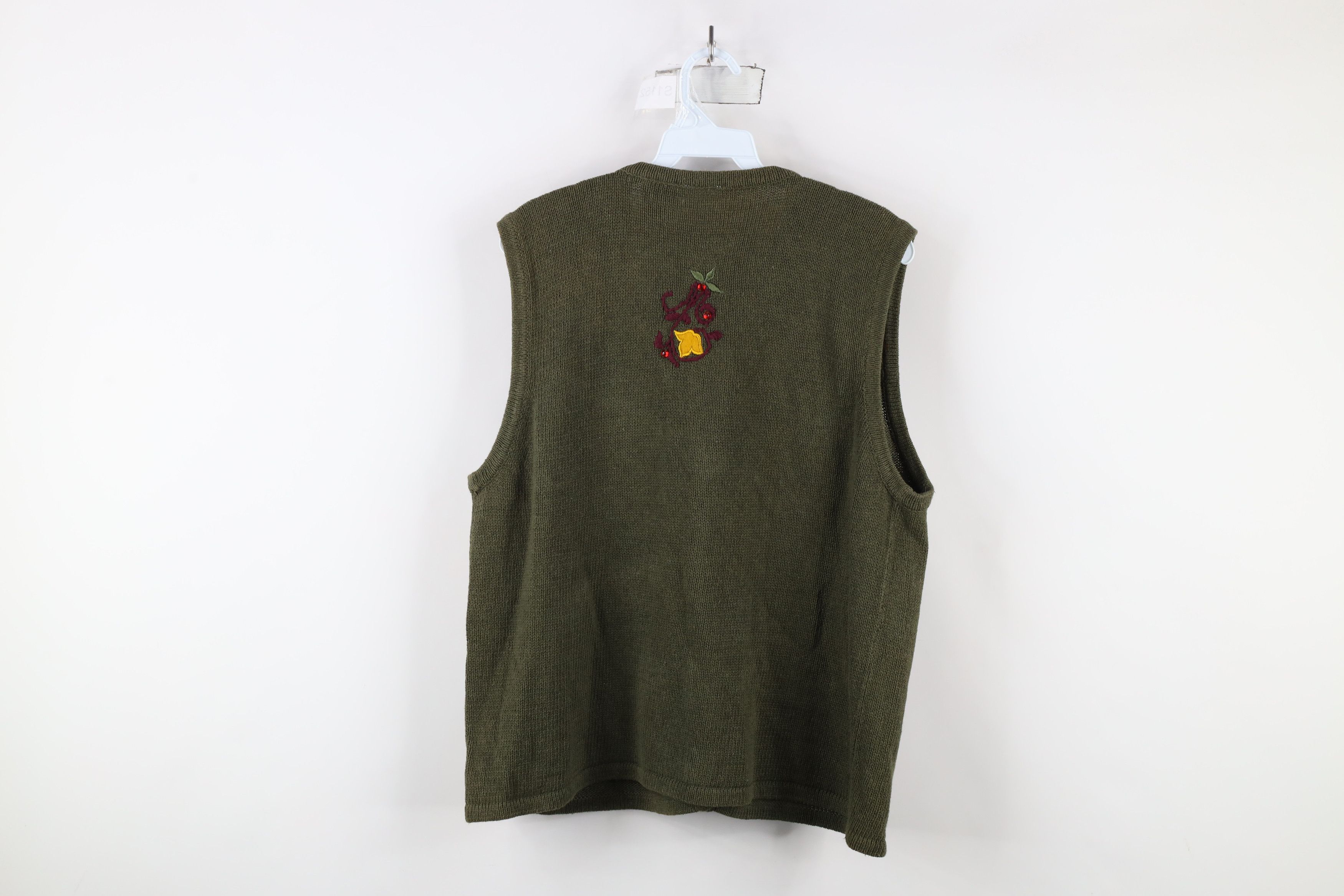 Vintage Vintage 90s Streetwear Flower Knit Cardigan Sweater Vest Size XL / US 12-14 / IT 48-50 - 13 Thumbnail