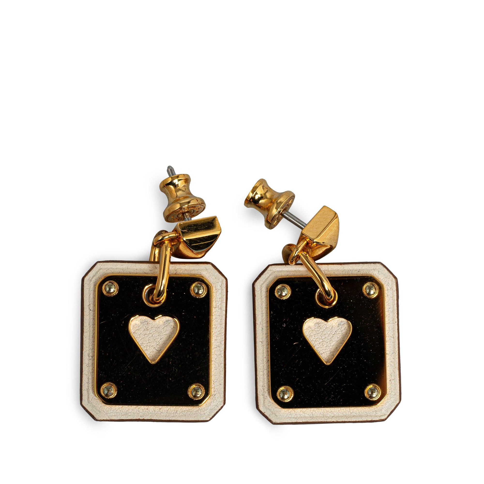 image of Hermes Swift As De Coeur Push Back Earrings Costume Earrings in Gold, Women's