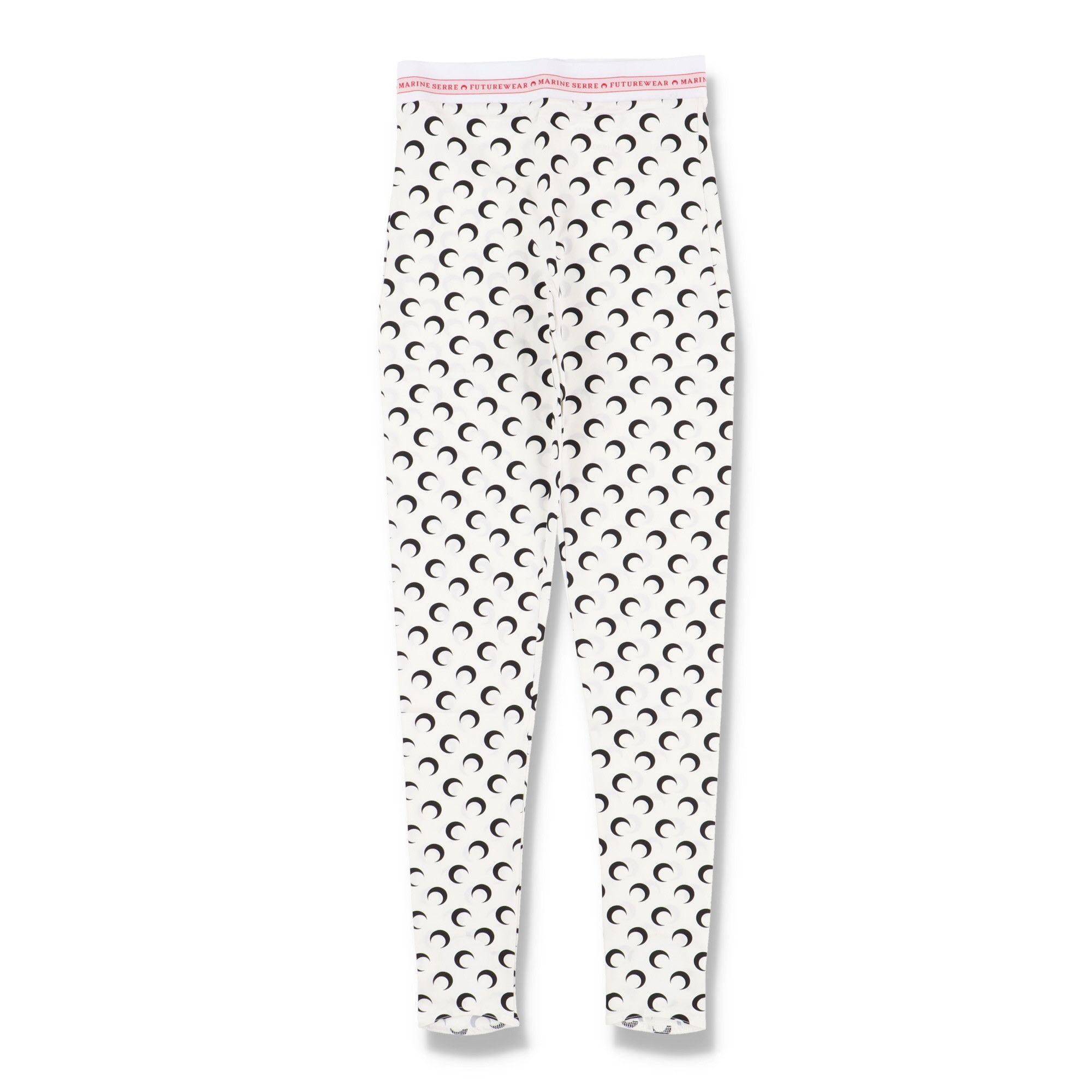 image of Marine Serre White Borderline Moon Print Leggings, Women's (Size 27)