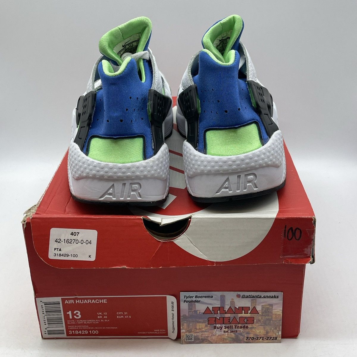 Nike Air huarache scream green Size US 13 / EU 46 - 3 Thumbnail