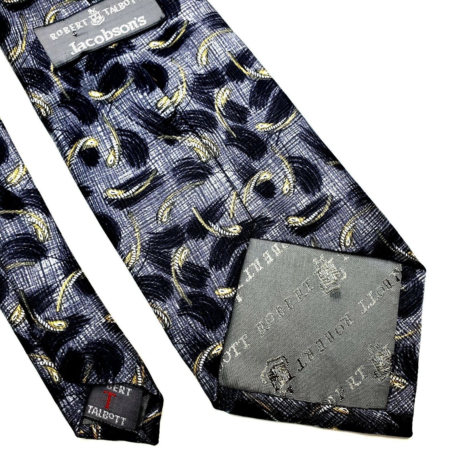 Robert Talbott Robert Talbott Silk Tie Print Gray Blue Abstract Short Wide Size ONE SIZE - 6 Thumbnail