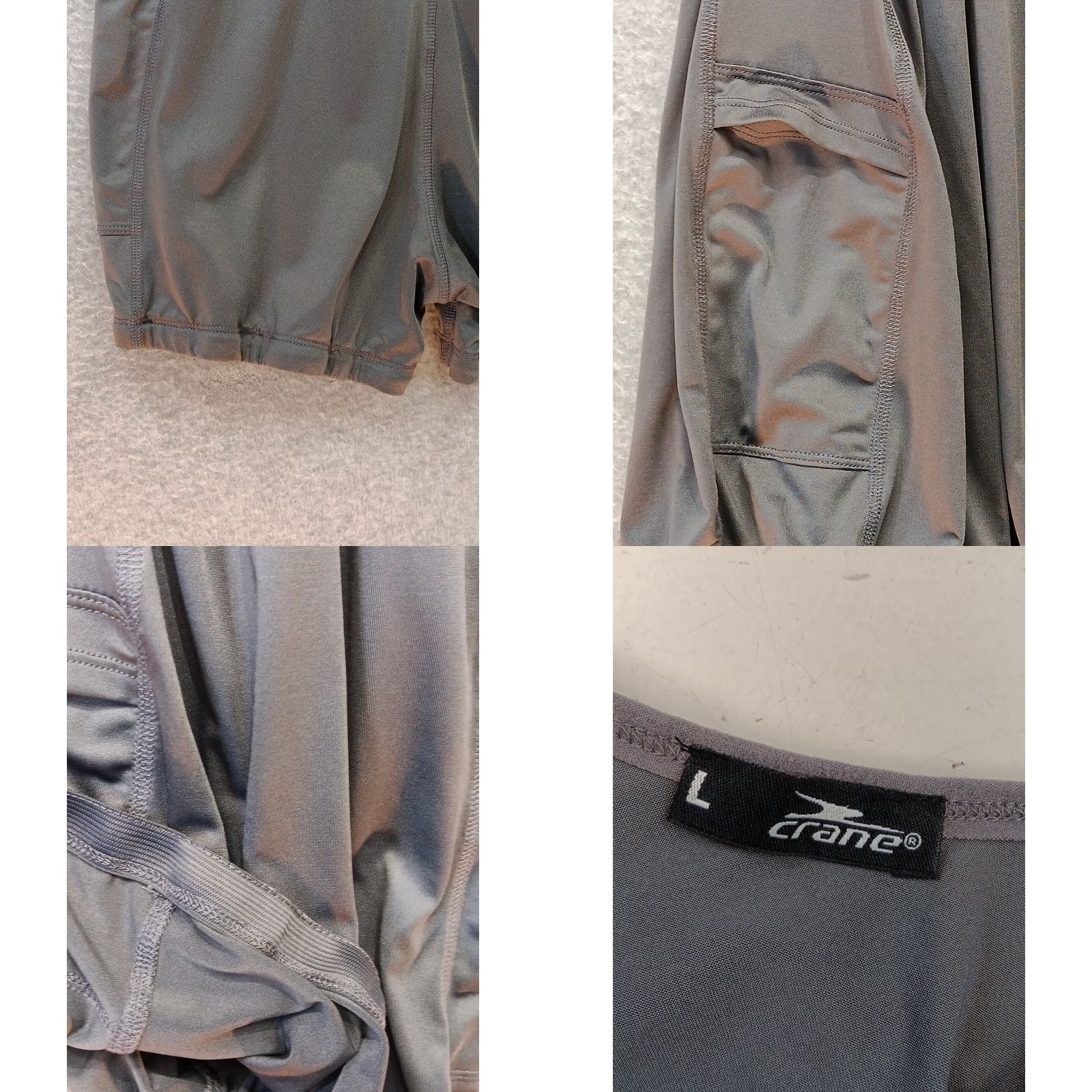 Vintage Crane Dress Women's L Gray Activewear Built-in Shorts Sleeveless Scoop Neck Outdoor Casual Regular Style Basic Pattern Solid Size 36" / US 14 / IT 50 - 8 Thumbnail