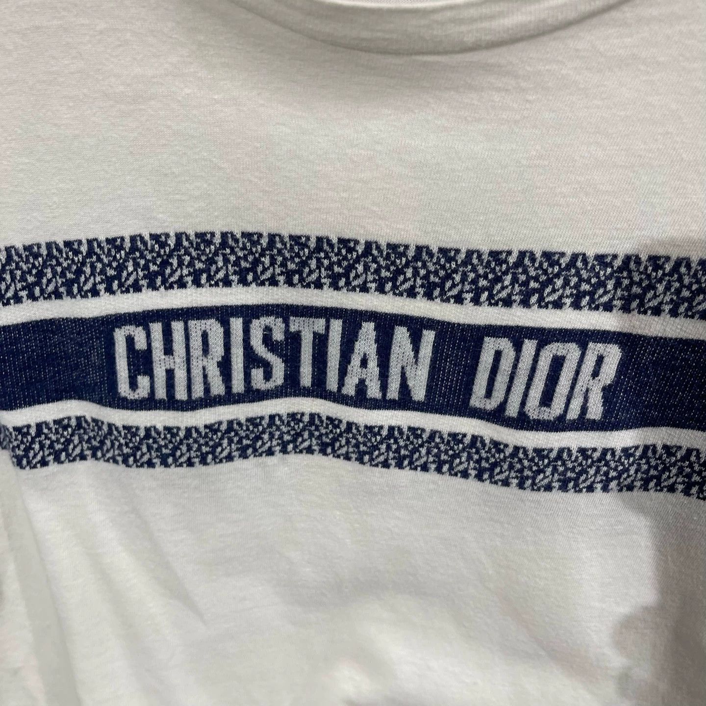 Dior Dior White Stripe Logo Short-Sleeve S 99N Collarless Size S / US 4 / IT 40 - 4 Thumbnail