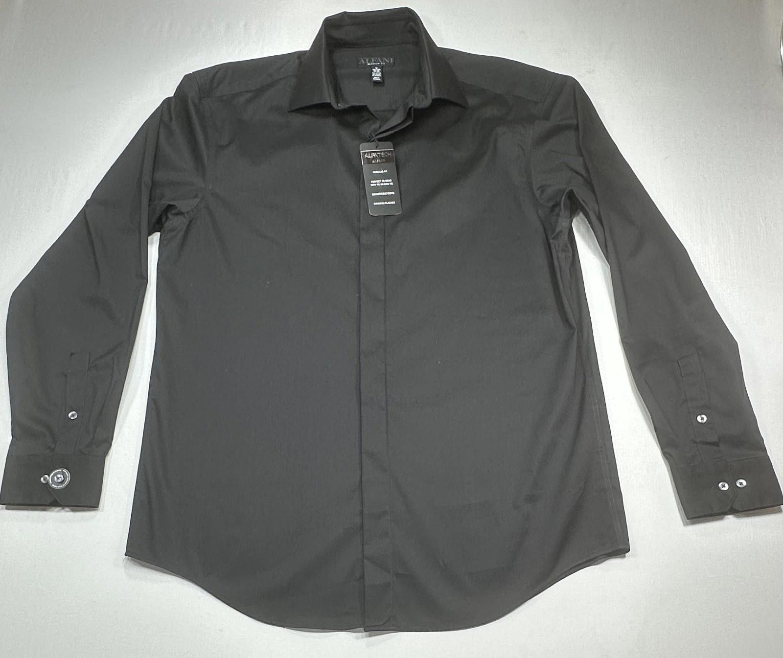 Alfani Alfani Regular Fit Convertible Cuffs Button Down Black Men M Size 38R - 1 Thumbnail