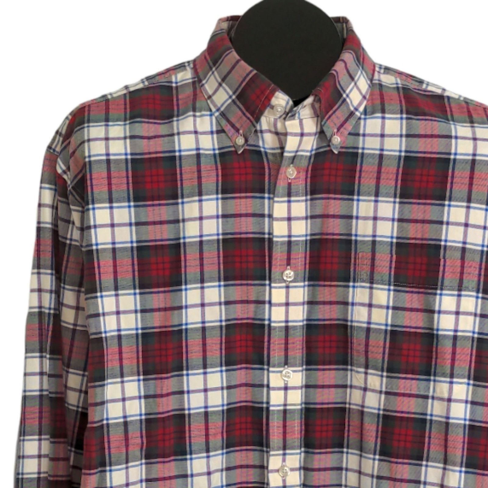 Lands' End LANDS' END Tailored Red Plaid Button Down Shirt Men's 17-33 Size US XL / EU 56 / 4 - 10 Thumbnail