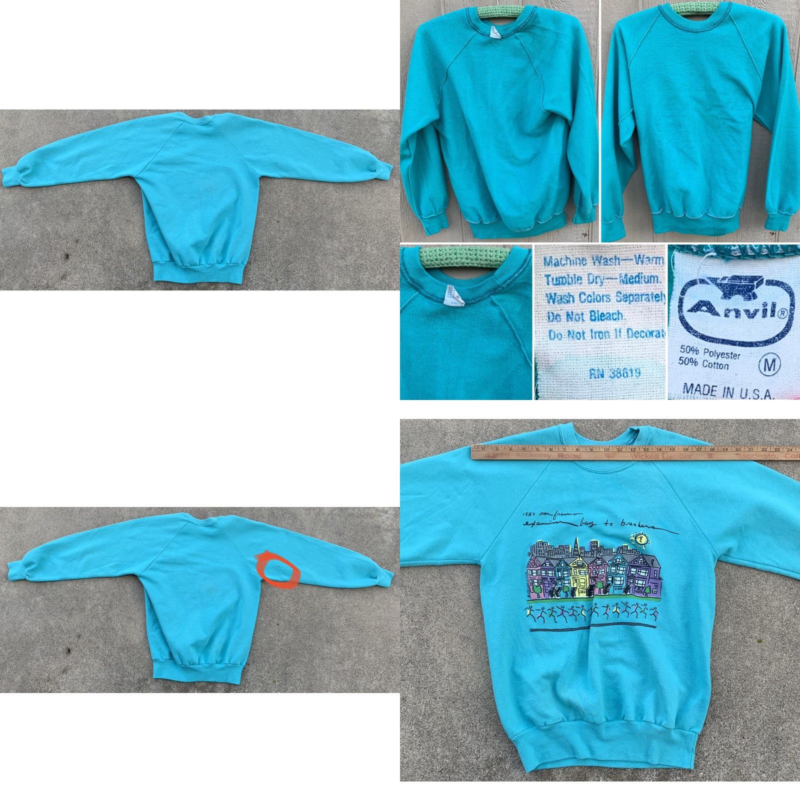 Anvil VINTAGE San Francisco Examiner bay to breakers Raglan Sweatshirt M 80s Blue Graphic Print Unisex Adults Sweatshirt Short Description: None Size US M / EU 48-50 / 2 - 10 Thumbnail