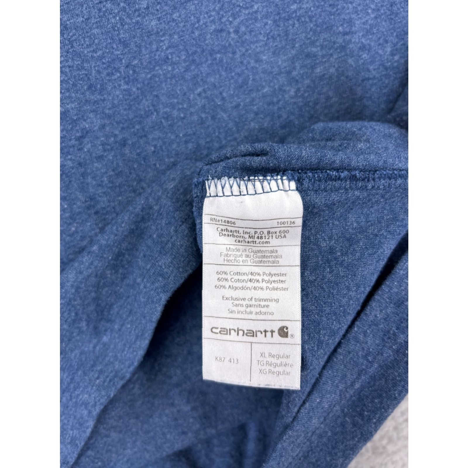 Carhartt VINTAGE Carhartt Shirt Mens XL Heather Blue Short Sleeve Pocket Crew Neck Work Size US XL / EU 56 / 4 - 4 Thumbnail